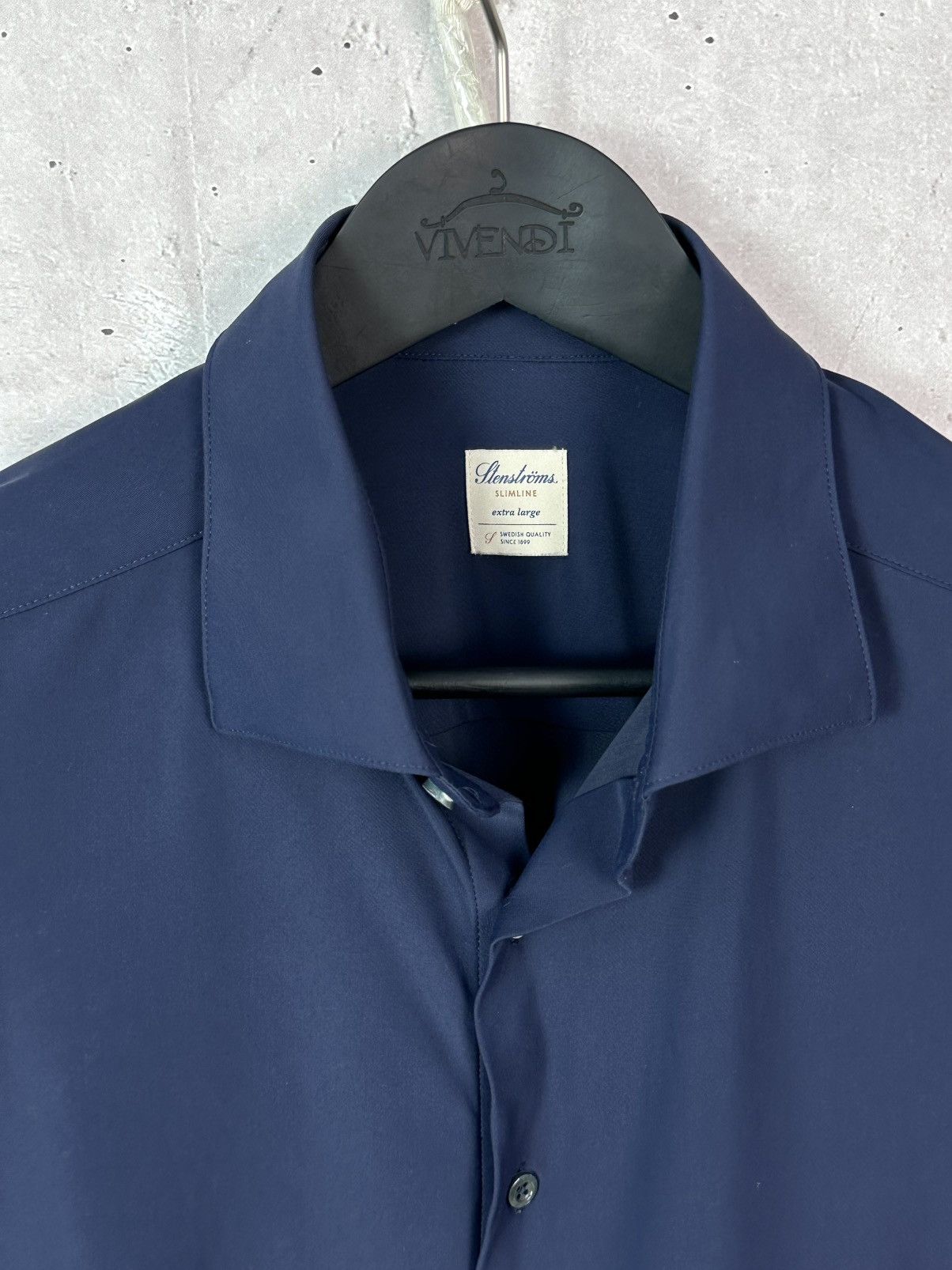 Strenstroms Stenstroms Slimline Short Sleeve Navy Men’s Button-up Shirt Size US XL / EU 56 / 4 - 5 Thumbnail