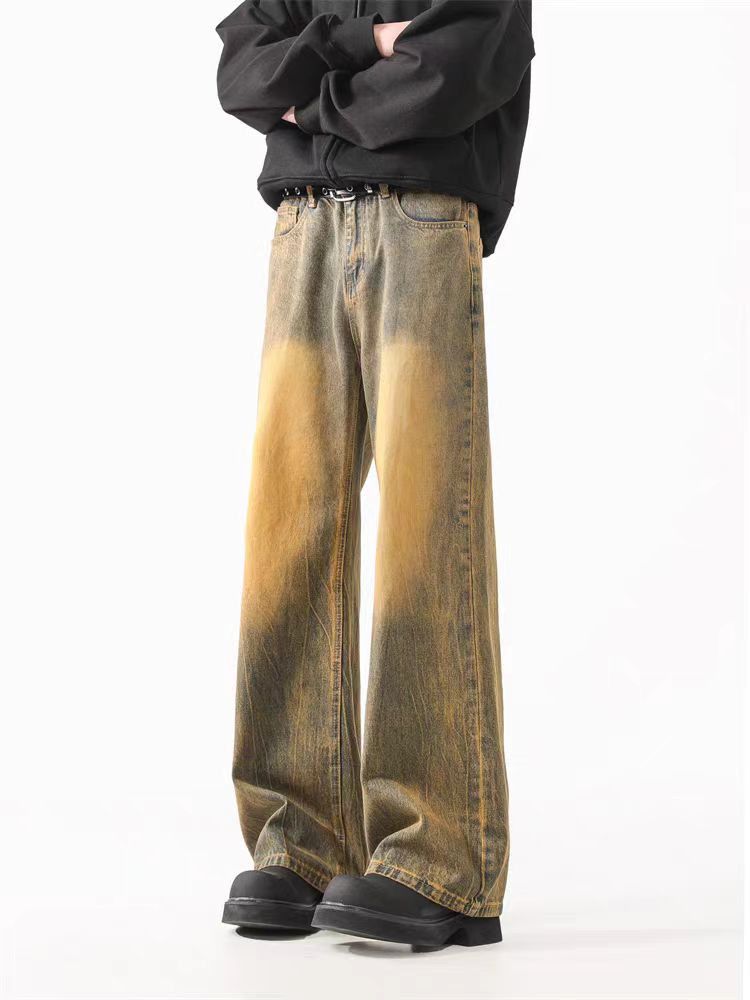Japanese Brand × Jean Vintage Washed Yellow Clay Dyed Straight Leg Scrap Jeans Size US 34 / EU 50 - 3 Thumbnail