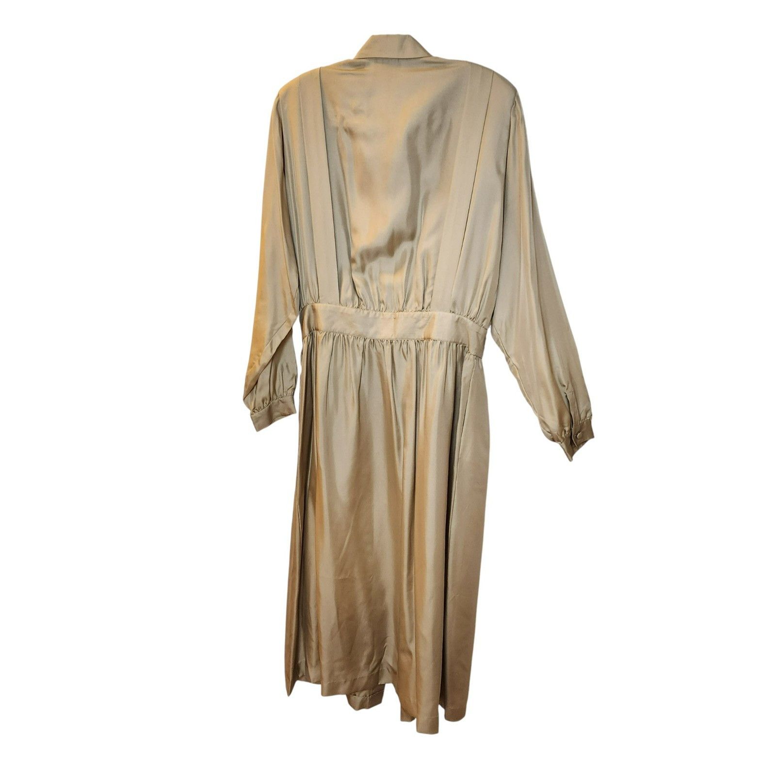 Other Iona Silk Shirt Dress 16 | 100% Silk | Gold Satin | Long Sl Size XXL / US 16-18 / IT 52-54 - 7 Thumbnail