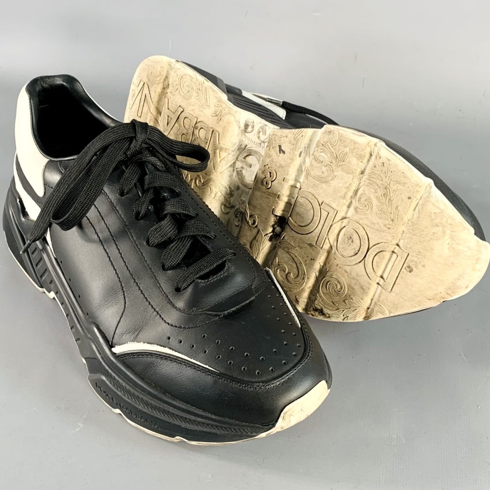 Dolce & Gabbana DOLCE & GABBANA Daymaster Sneakers Black White Color Block Leather Size 10 Men Shoes CHunky Sole Size US 10 / EU 43 - 5 Thumbnail