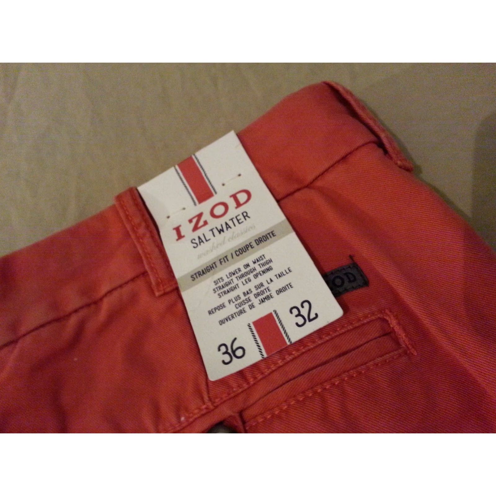 Izod Mens IZOD Shorts 36 Cotton Orange Casual Shirt? Size US 36 / EU 52 - 3 Thumbnail