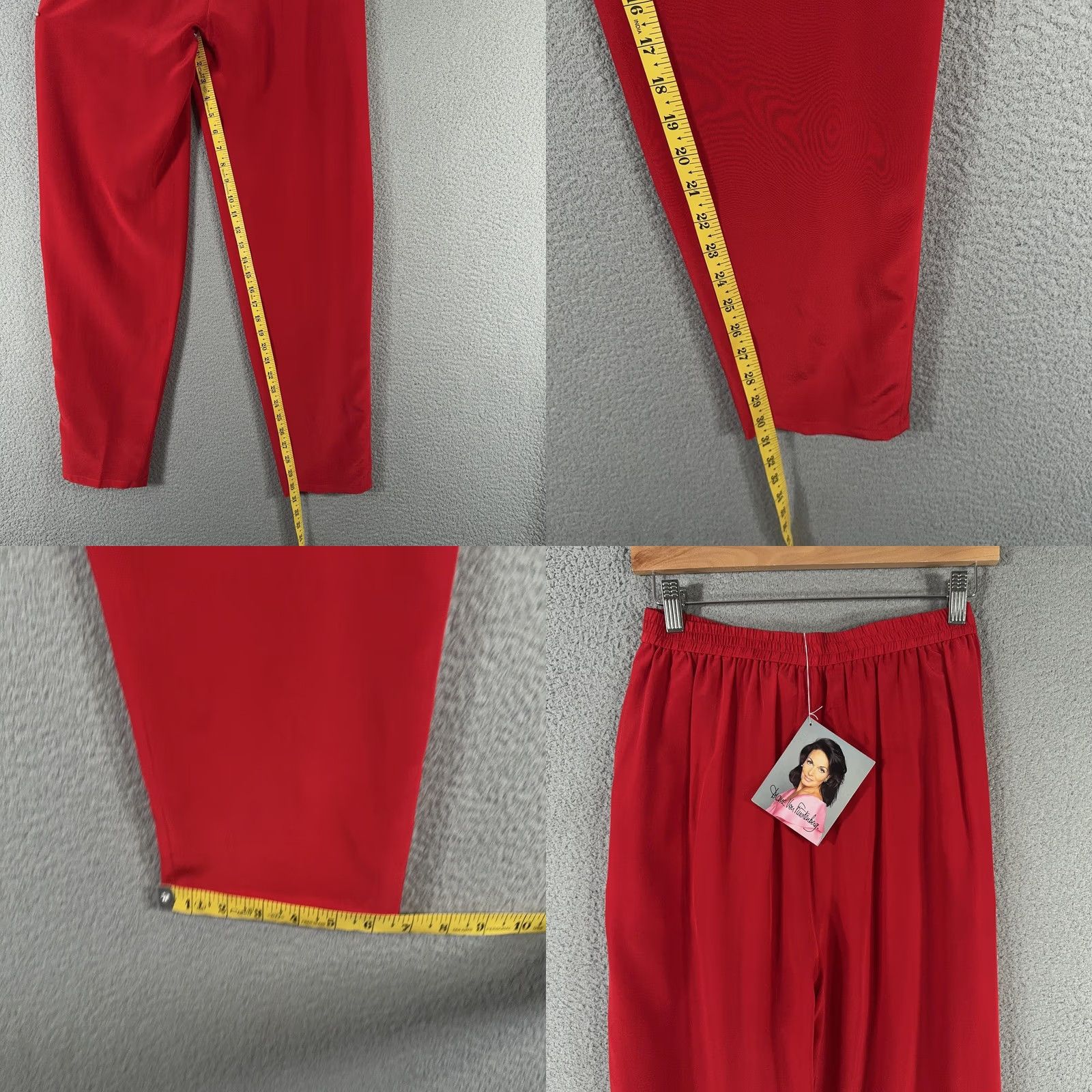 Diane von Furstenberg VINTAGE Diane von Furstenberg Silk Pants Womens Medium Red Silk Assets Elastic Waist NEW Pants Size 32" / US 10 / IT 46 - 8 Thumbnail