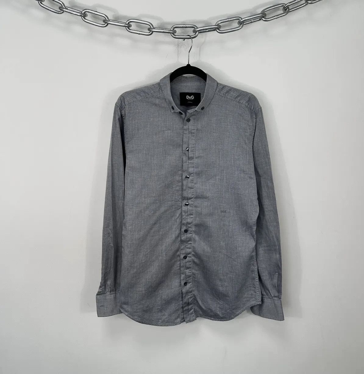 Dolce & Gabbana × Vintage Dolce & Gabbana Men's Slim Fit Gray Luxury Button Up Shirt Size US M / EU 48-50 / 2 - 1 Thumbnail