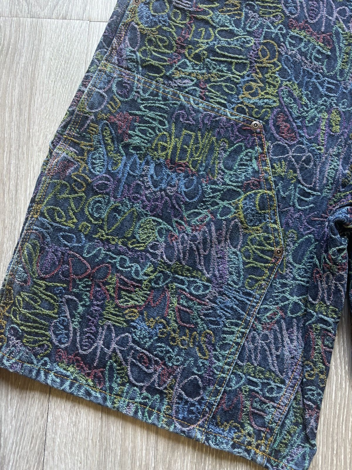 Supreme Supreme Handwriting Double Knee Denim Shorts Size US 34 / EU 50 - 7 Thumbnail
