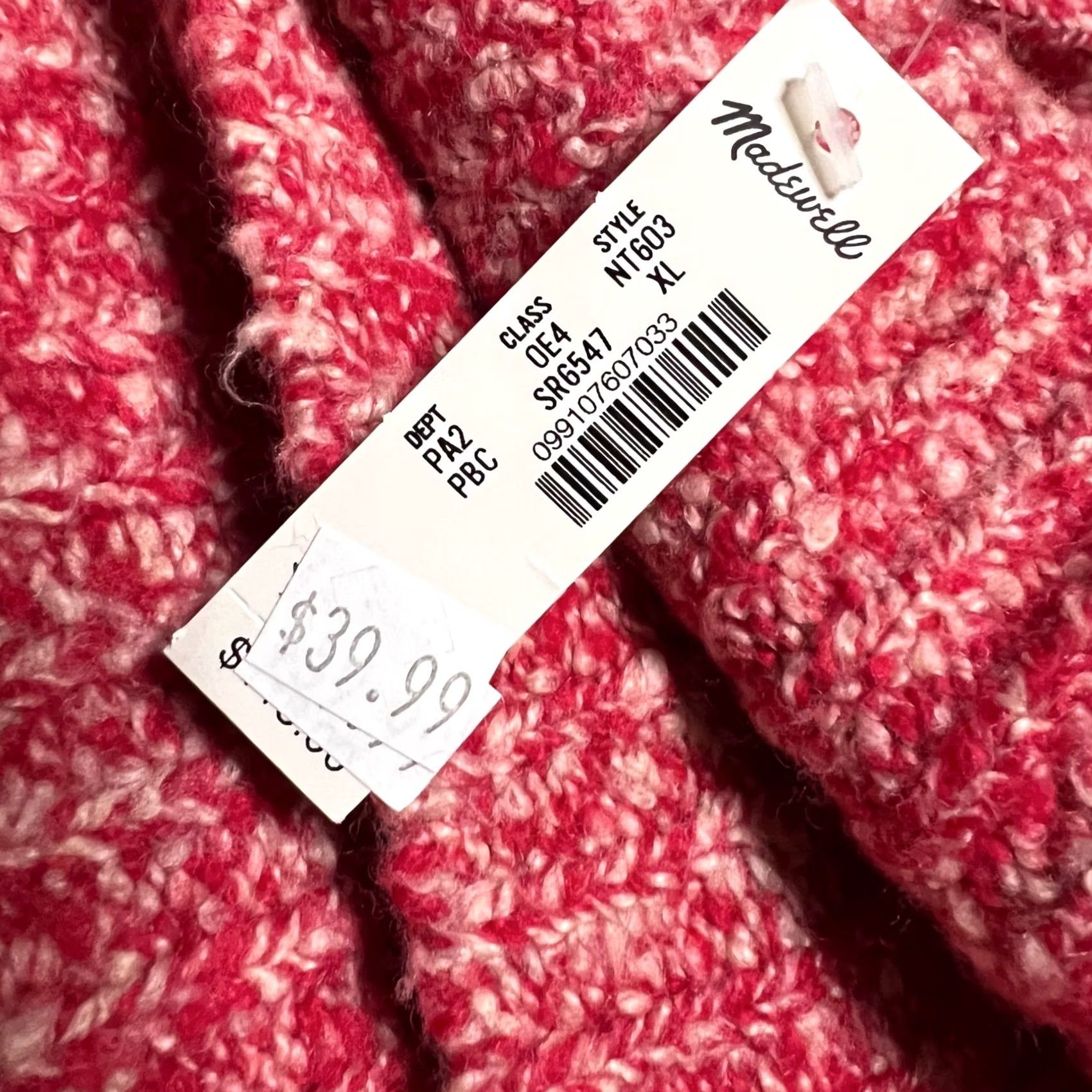 Madewell Madewell Sweater Womens XL Red Wool Blend Off Shoulder Marled Knit Pink Size XL / US 12-14 / IT 48-50 - 2 Thumbnail