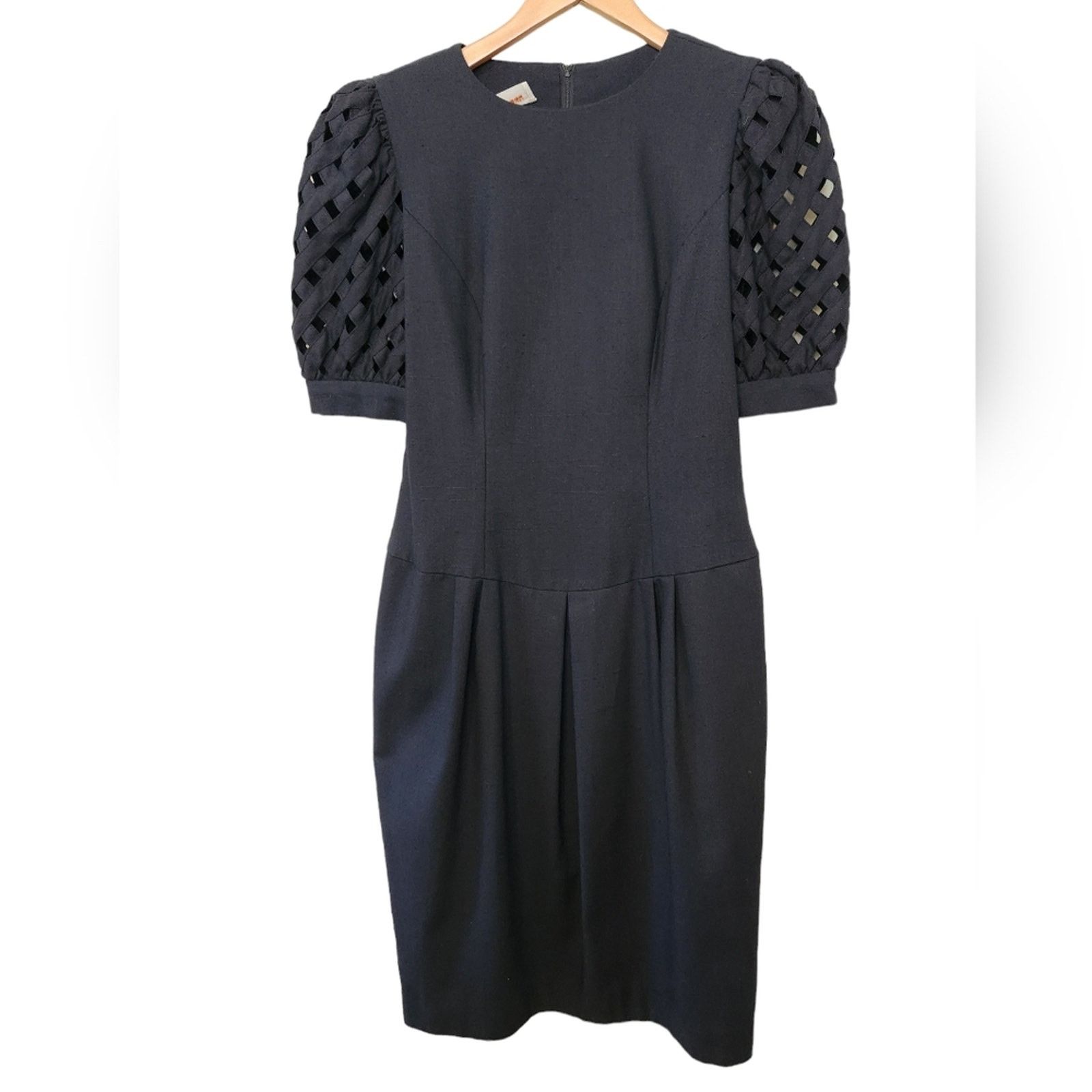 Vintage Vintage Drop Waist 80's Poof Sleeve Dress 10 by David Warren Size L / US 10 / IT 46 - 1 Thumbnail
