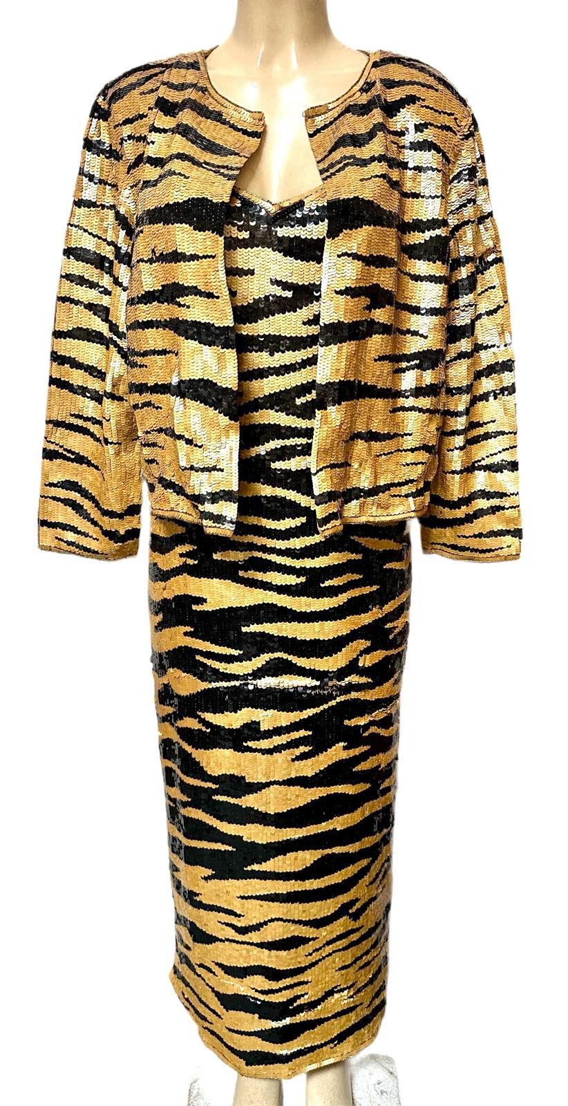 Other Sequin Dress Tiger with Matching Coat size 10 Size L / US 10 / IT 46 - 1 Thumbnail