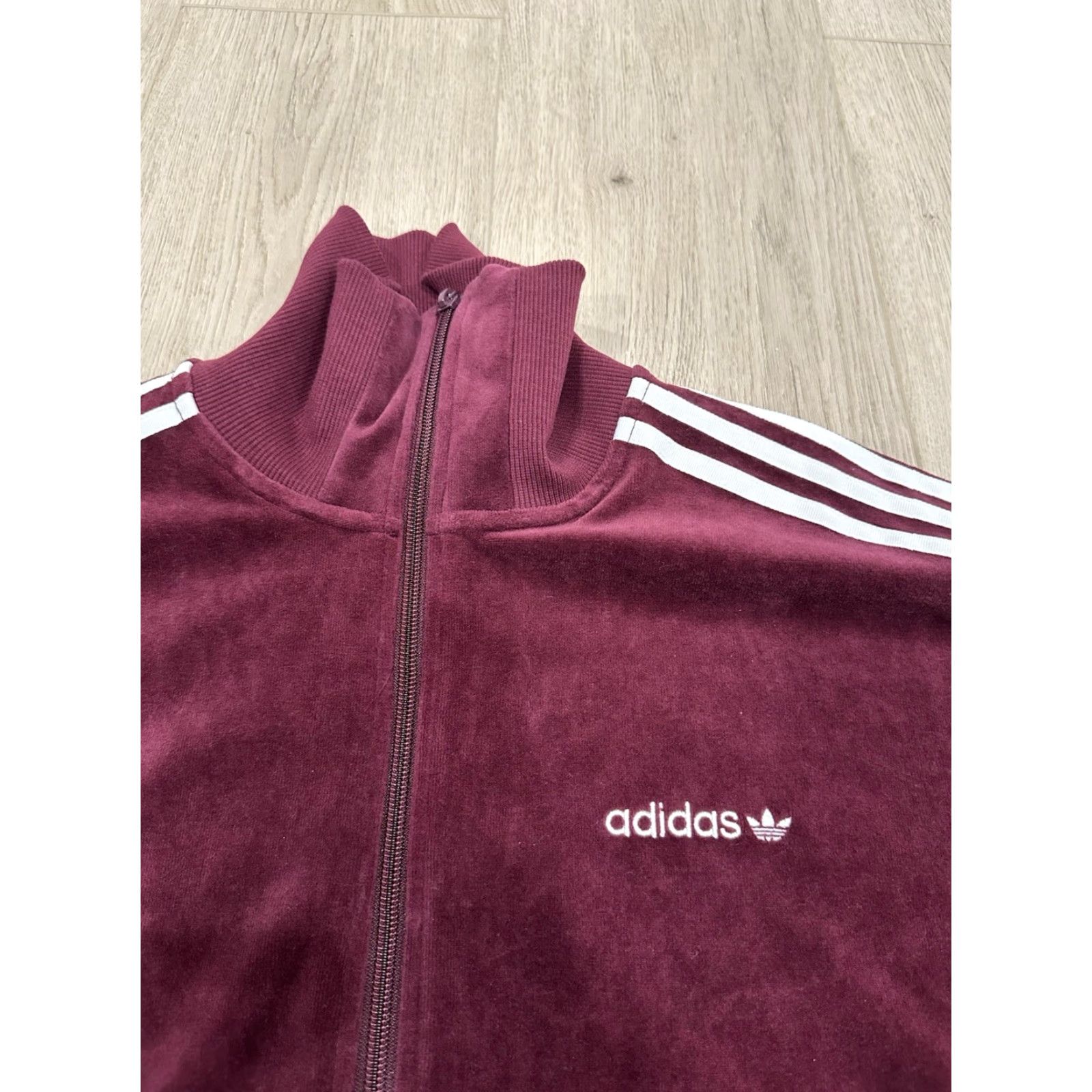 Adidas Retro Adidas Velour Tack Top Jacket Mens Medium Burgandy Size US M / EU 48-50 / 2 - 7 Thumbnail