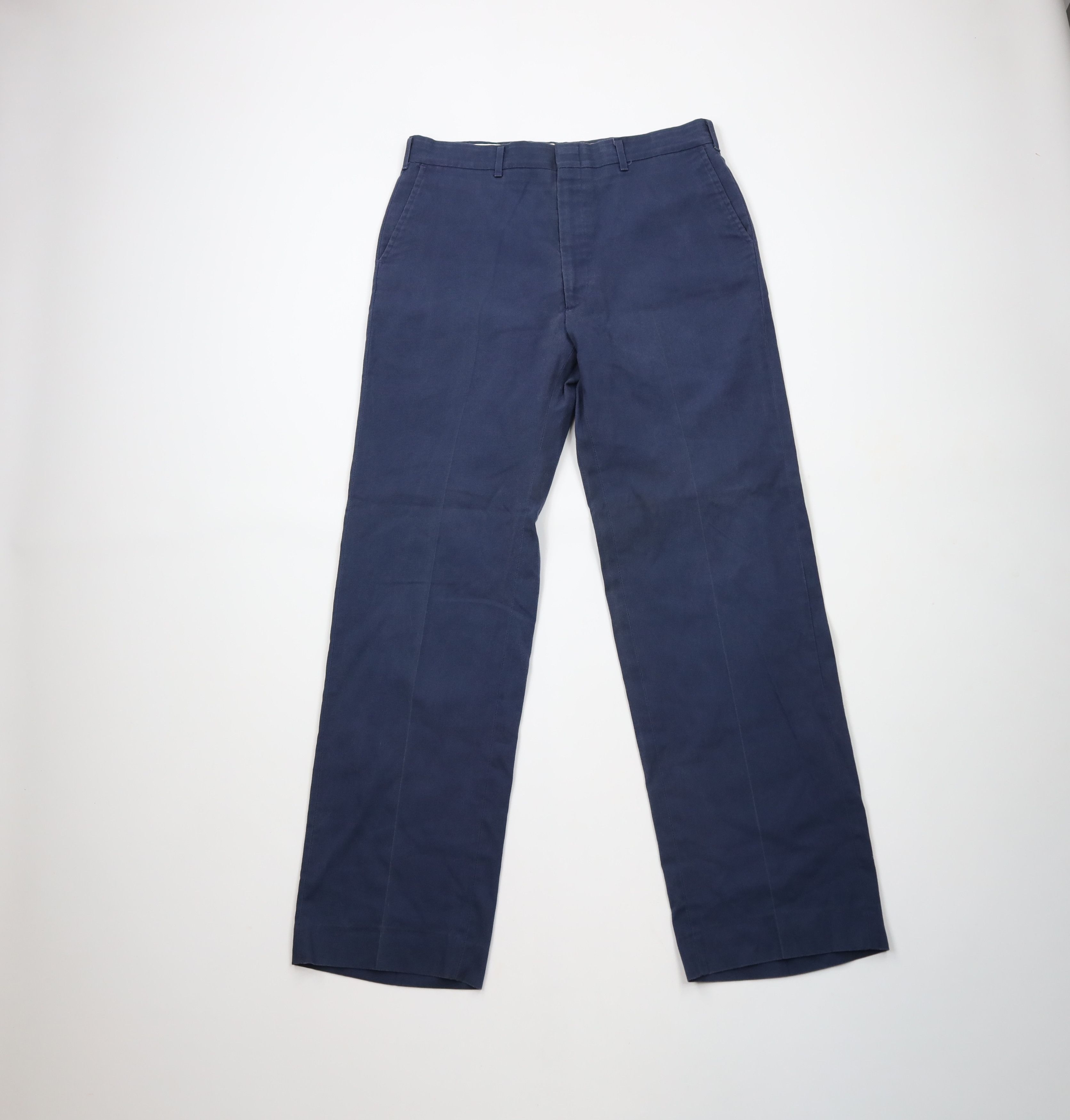 Vintage Vintage 70s Streetwear Flared Wide Leg Chino Pants Blue USA Size US 32 / EU 48 - 1 Thumbnail