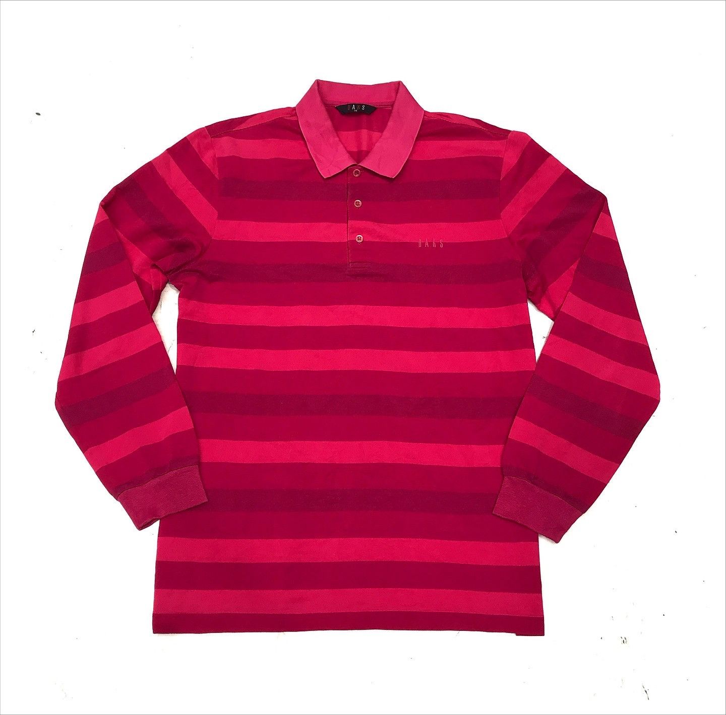DAKS Daks London Polo Shirt Golf Long Sleeves Pink Cake stripes Size US L / EU 52-54 / 3 - 8 Thumbnail