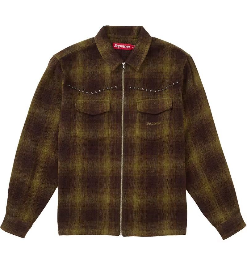 Supreme Supreme Paisley Studded Work Jacket FW23 Brown Zip Up