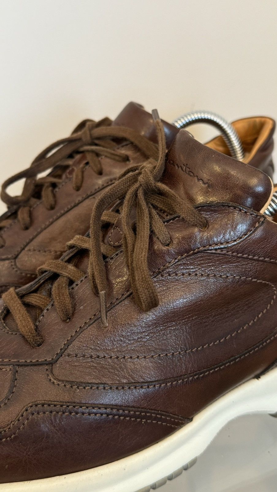 Santoni Santoni Brown leather sneakers lace up made in Italy rare Size US 9.5 / EU 42-43 - 2 Thumbnail