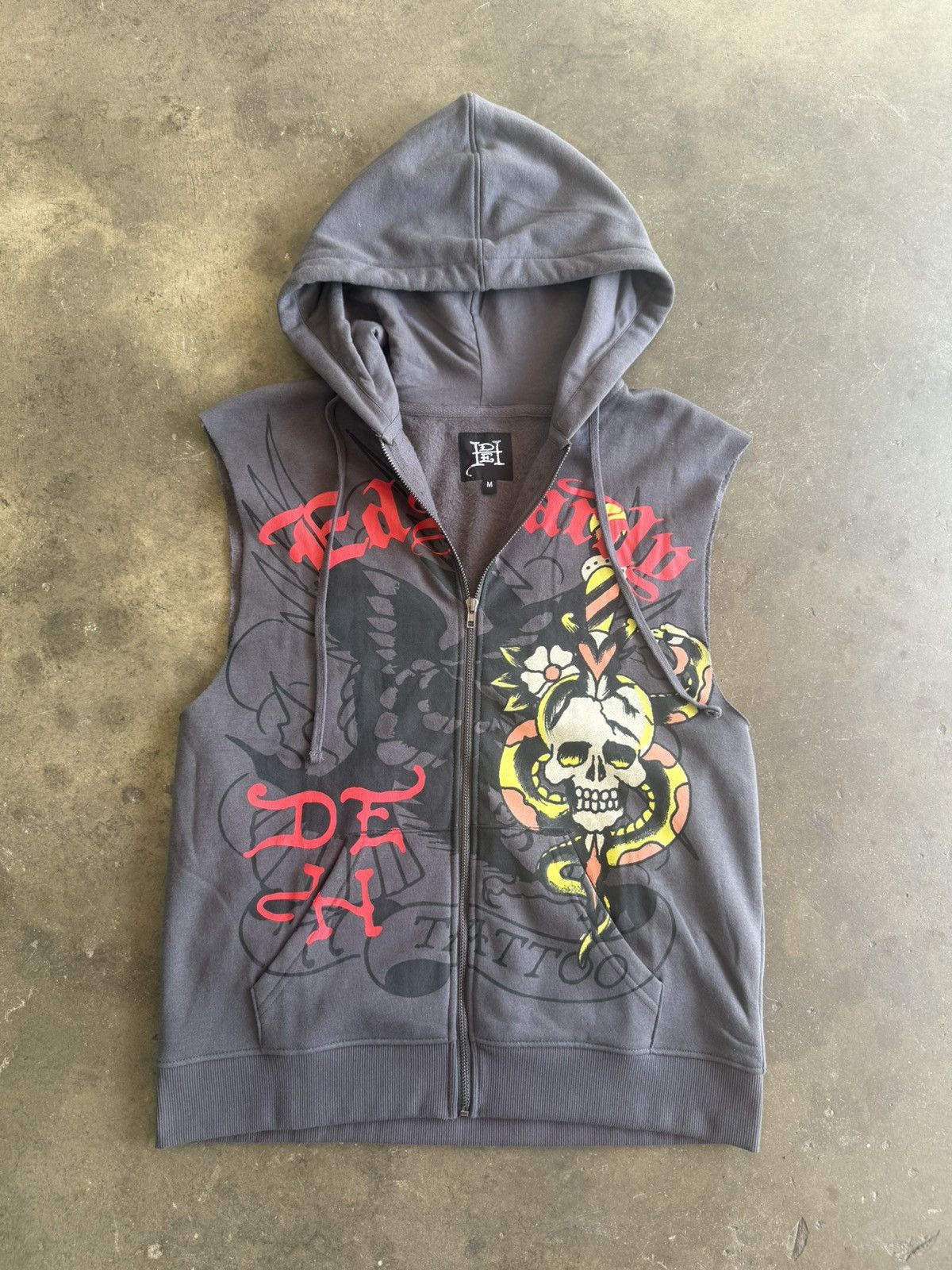 Ed Hardy ED HARDY GRAPHIC SLEEVE LESS HOODIE M Size US M / EU 48-50 / 2 - 1 Thumbnail
