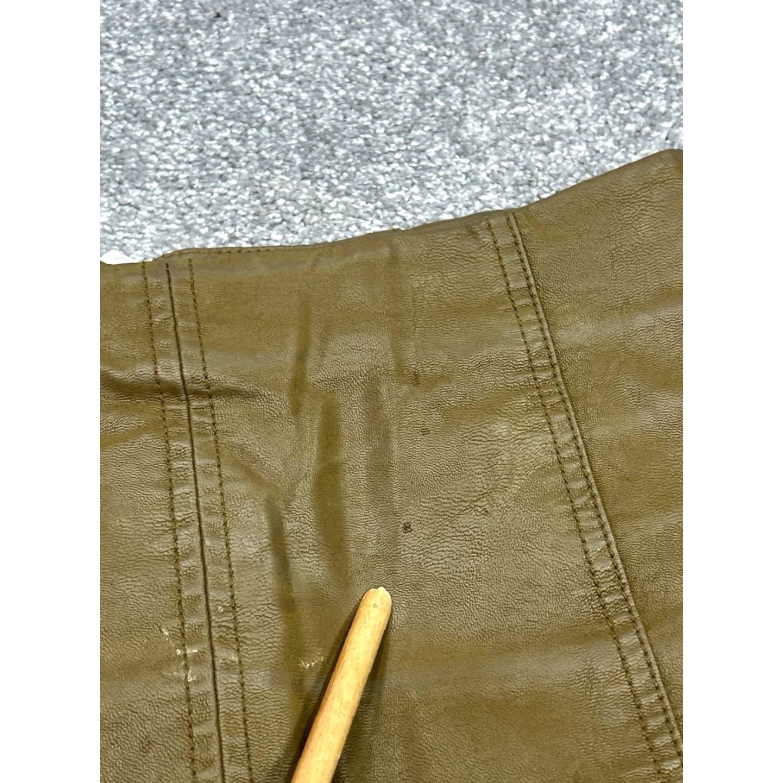 Free People VINTAGE Free People Skirt Womens 8 Brown Faux Leather Mini Stains Size 30" / US 8 / IT 44 - 3 Thumbnail