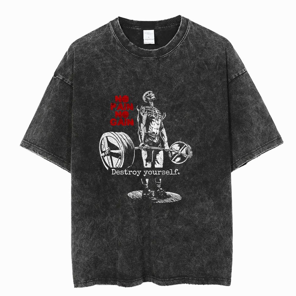 Japanese Brand Y2K Vintage Gothic Skeleton Workout Gym Washed T-Shirt Size US L / EU 52-54 / 3 - 1 Thumbnail