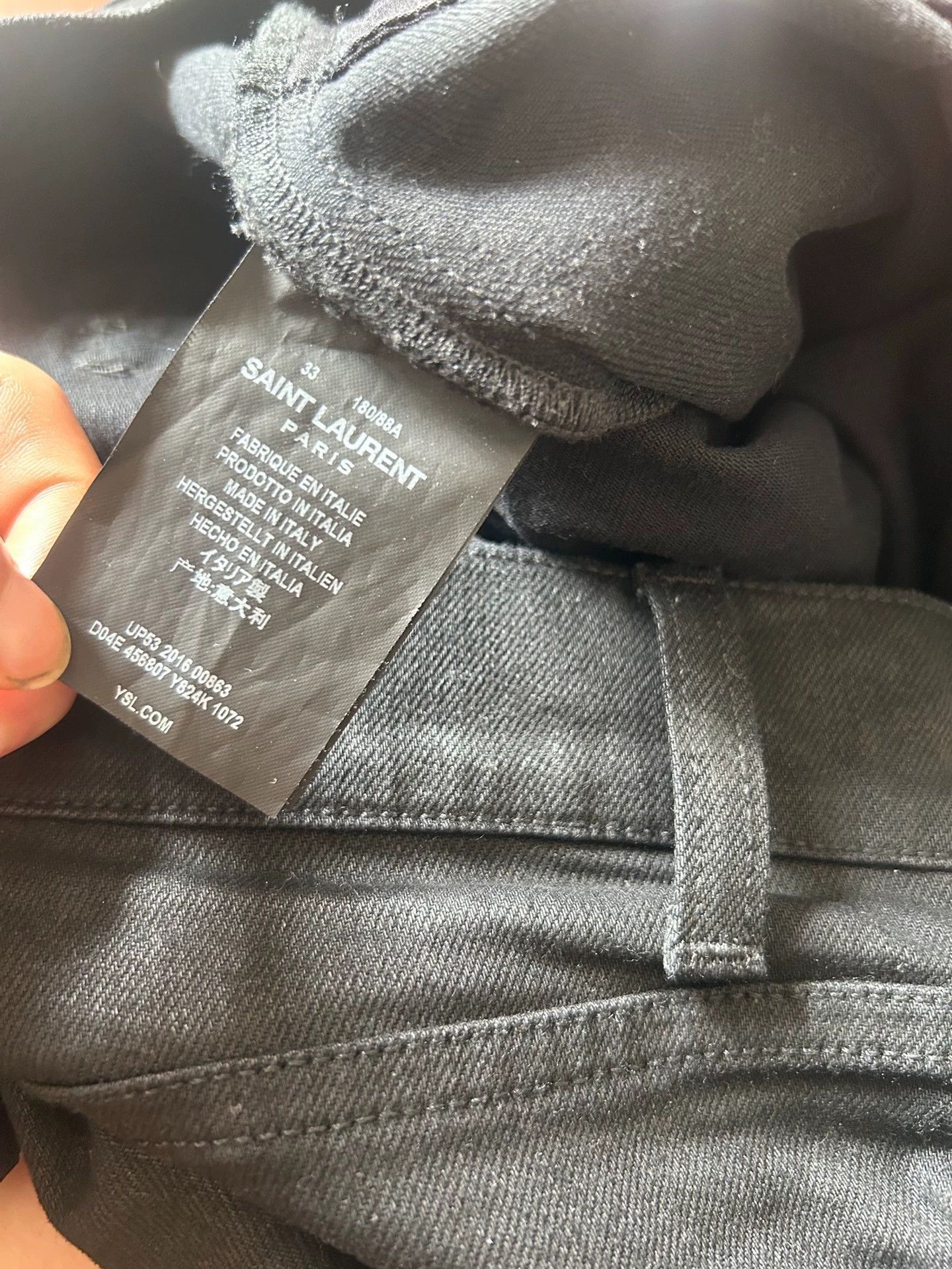 Saint Laurent Paris YSL slp2016FW Black Waxed Jeans Cut-out Knee Slim Size US 33 - 8 Thumbnail