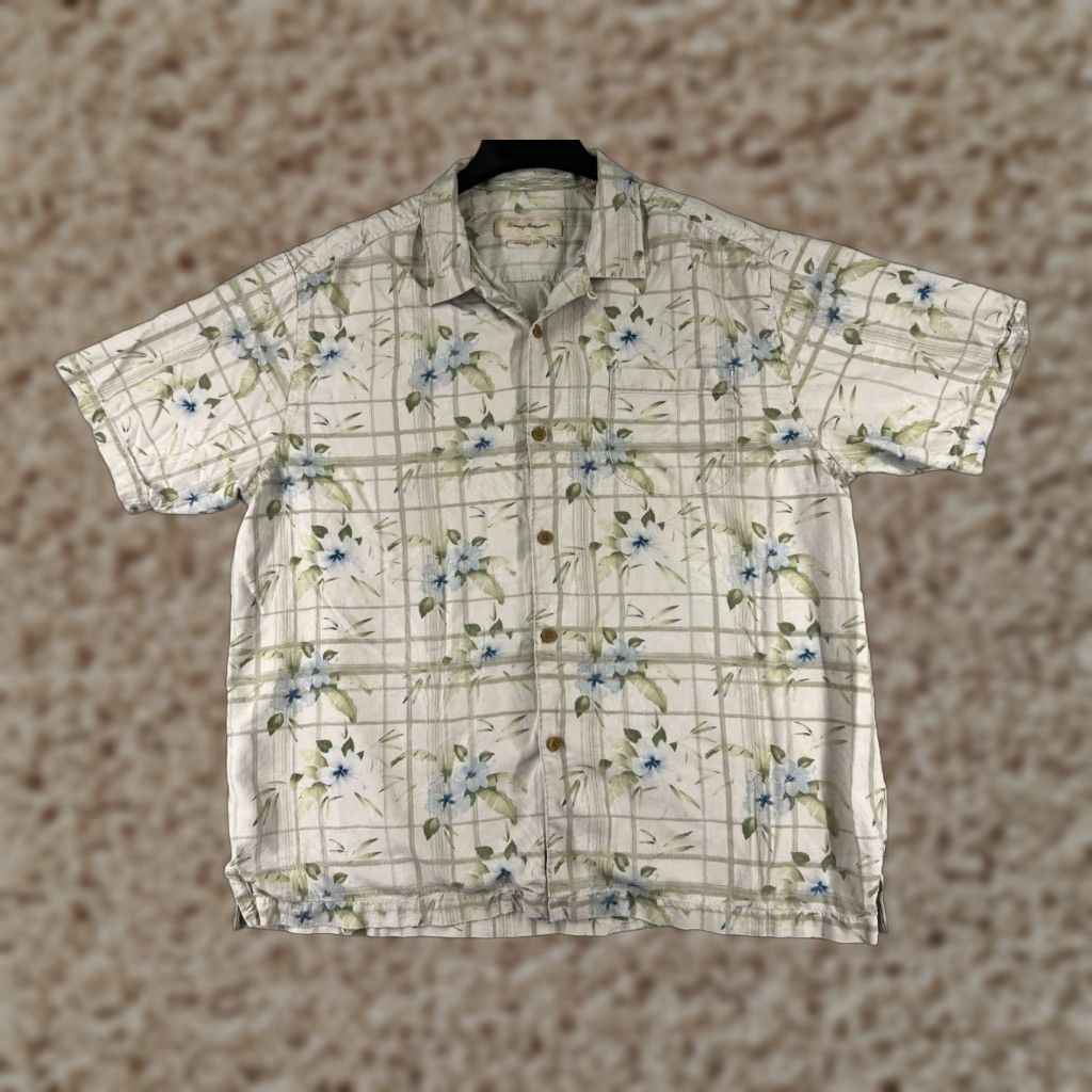 Tommy Bahama Tommy Bahama Shirt Men XL Beige Floral Hawaiian Silk Button Up Pockets Aloha Beach Vacation Resort Button-Up Shirt Size US XL / EU 56 / 4 - 1 Thumbnail