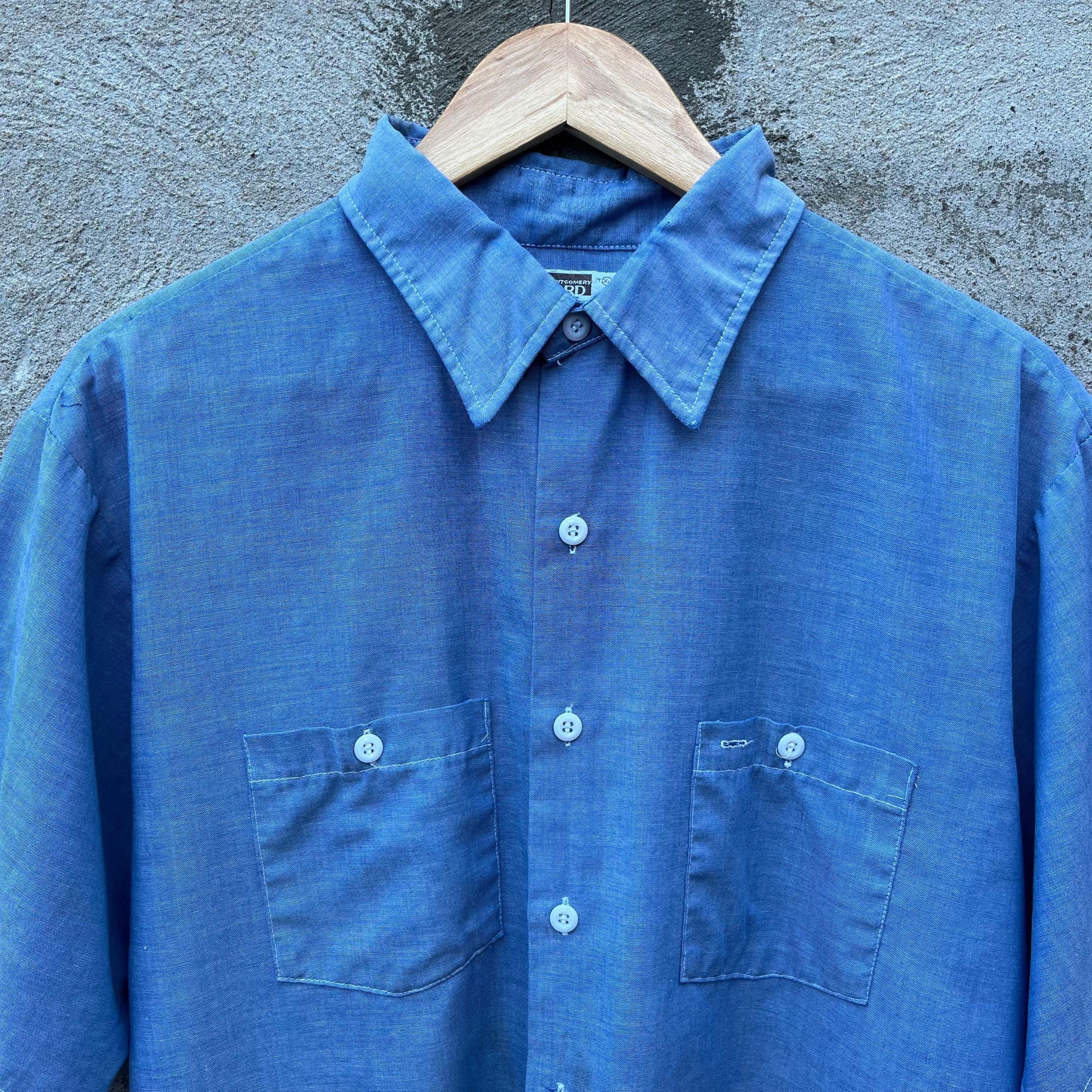 Vintage 70's Montgomery Ward Chambray Short Sleeve Button Down Shirt Size US XL / EU 56 / 4 - 3 Thumbnail