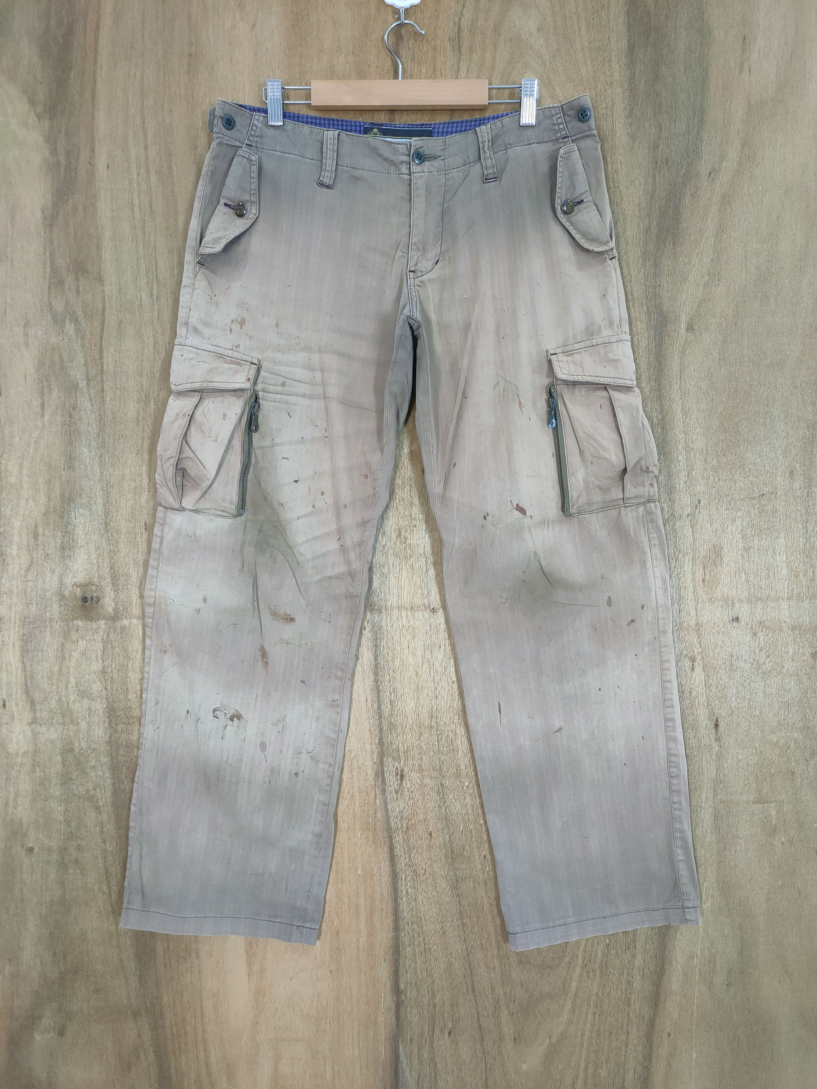 Melrose VINTAGE MELROSE FADED BROWN CARGO PANTS Size US 34 / EU 50 - 1 Thumbnail