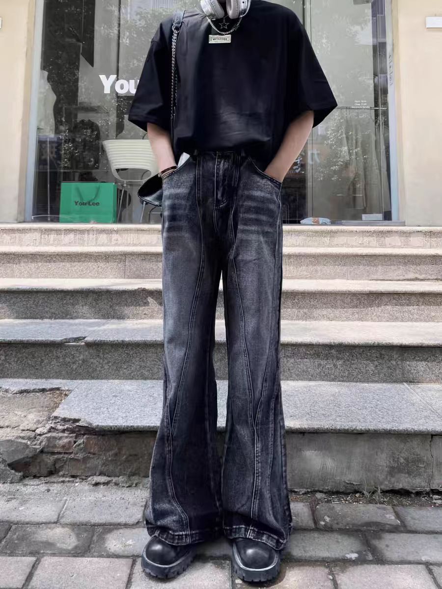 Japanese Brand × Jean Washed and Distressed Irregular Micro Flare Jeans Size US 32 / EU 48 - 4 Thumbnail