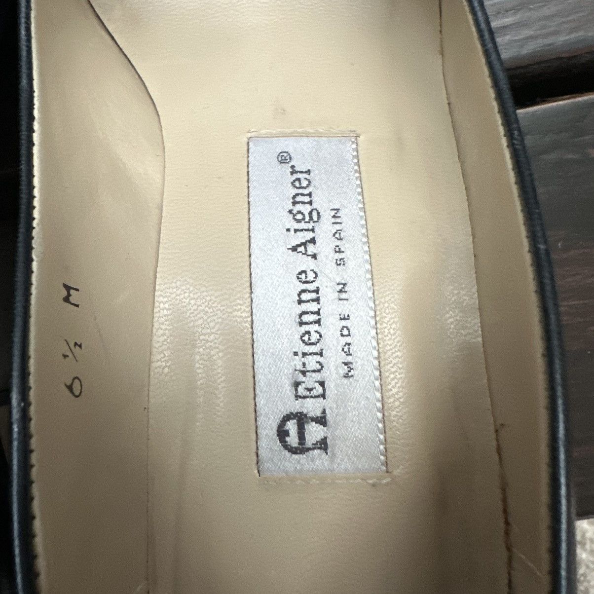 Etienne Aigner Etienne Aigner Taylor Heels Size 6.5M Black Leather Pumps Size US 6.5 / IT 36.5 - 8 Thumbnail