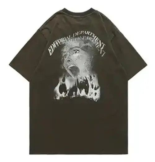image of Vintage New Streetwear Terror Oversized T-Shirt in Brown, Men's (Size Small)