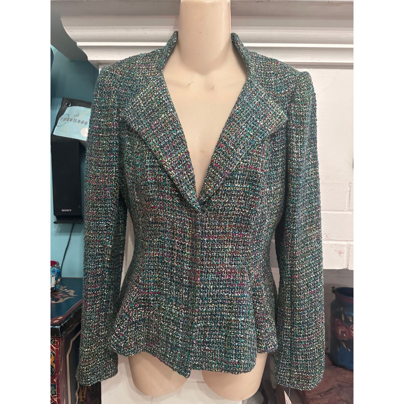 Other NWT KAY UNGER LIGHTWEIGHT TWEED PEPLUM FITTED BLAZER 0 Size XS / US 0-2 / IT 36-38 - 1 Thumbnail