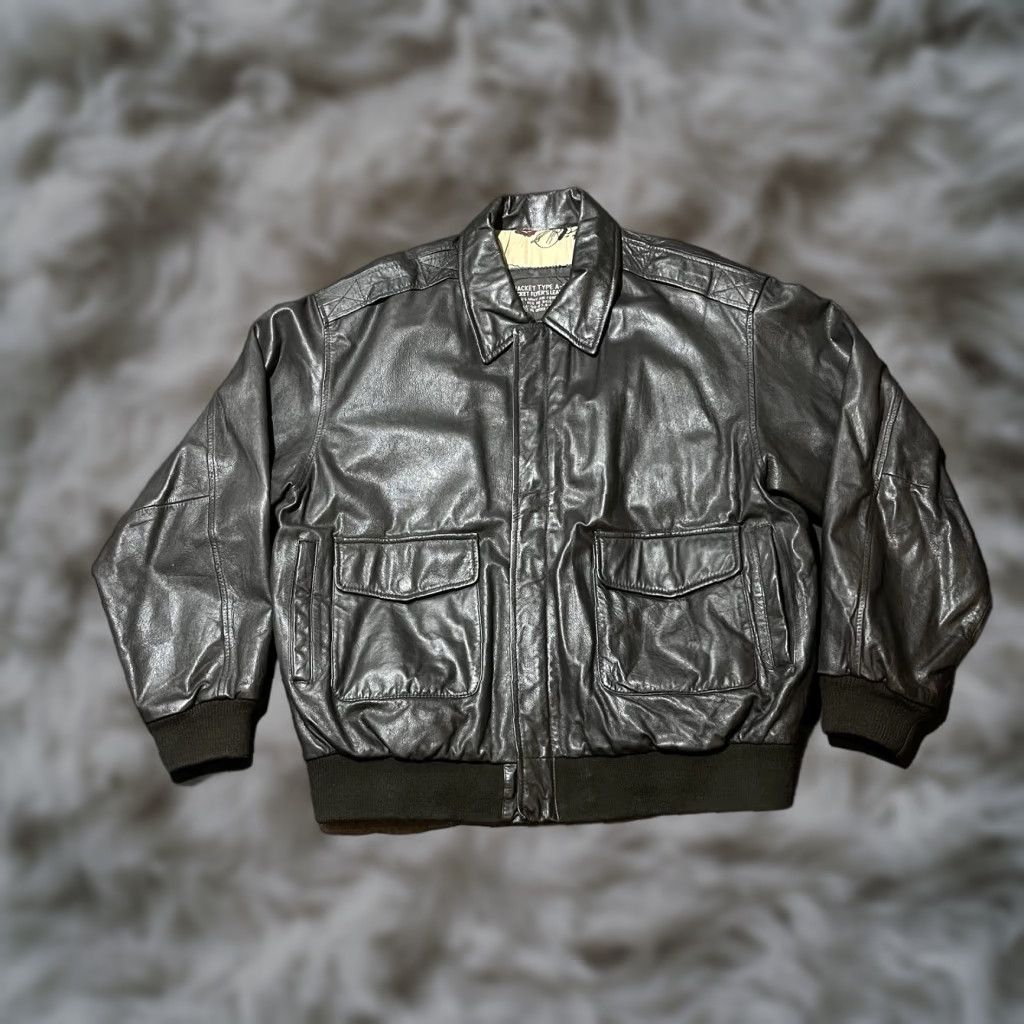 ジャケット・アウター brawn leather flight jacket 80s 90s A-2 The A2 Flight Jacket-full Grain Cowhide Leather Bomber Jacket