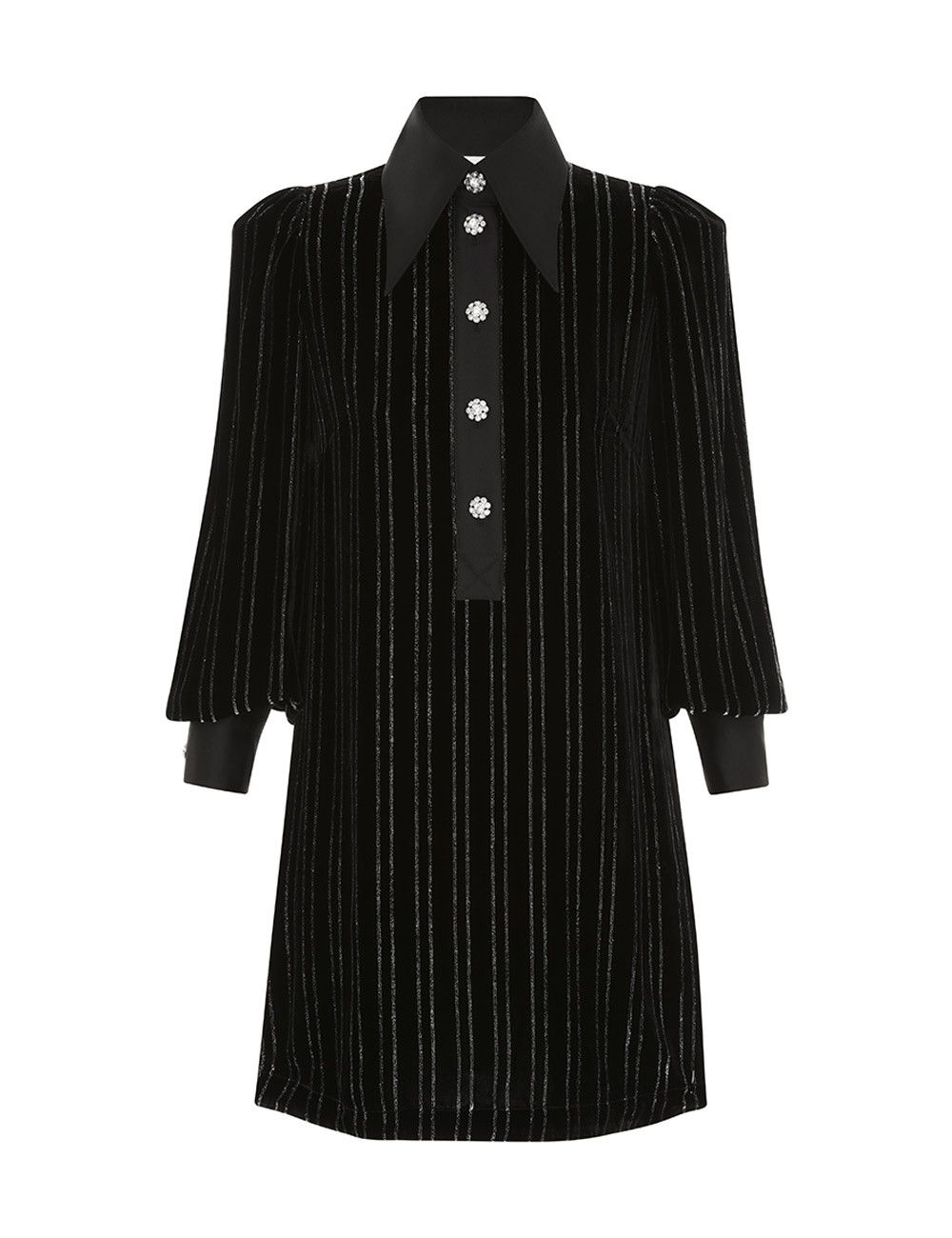 oc11z0925 Illustration Velvet Mini Dress in Black