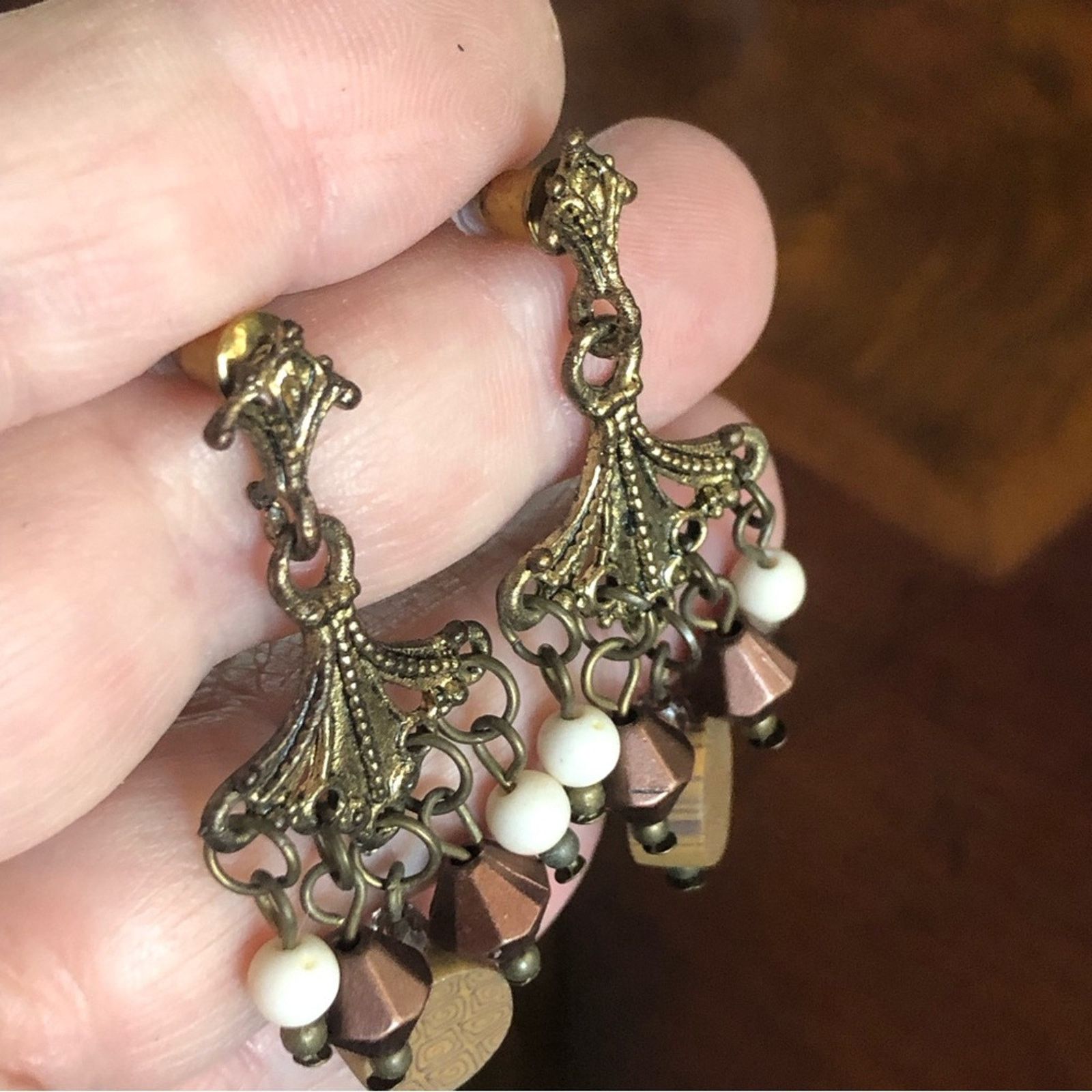 Vintage Vintage brass beaded dangle pierced earrings Size ONE SIZE - 7 Thumbnail