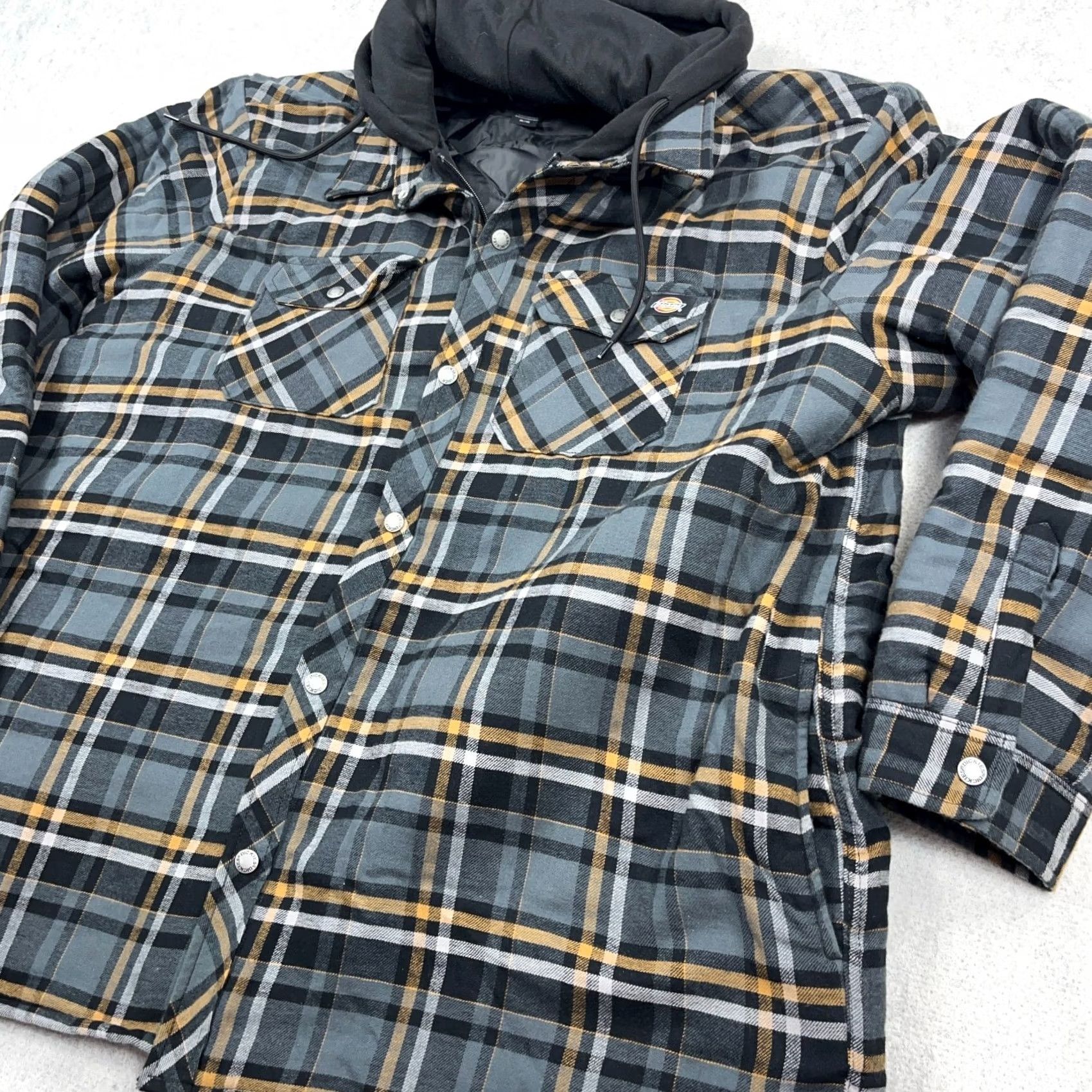 Dickies Dickies Shacket Men 3XL Gray Black Flannel Shirt Jacket Hooded Blanket Lined Shirt Jacket Jacket Black 3XL Dickies Size US XXL / EU 58 / 5 - 6 Thumbnail