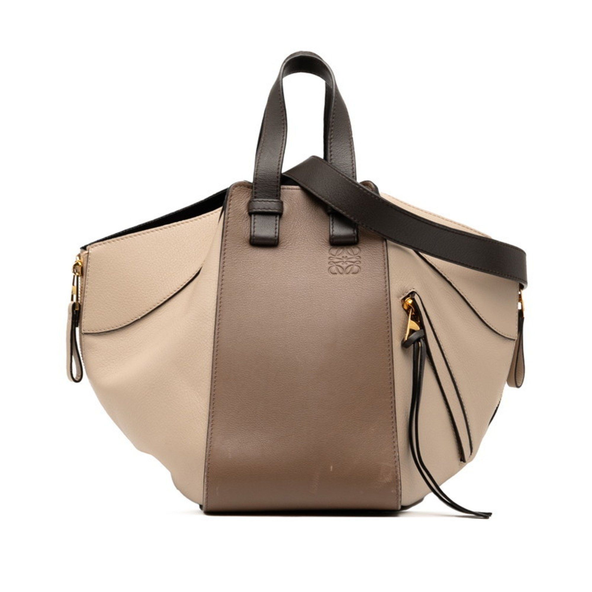Loewe LOEWE Anagram Hammock Small Handbag/Shoulder Bag, 2-Way, Beige/Brown Leather, Women's Size ONE SIZE - 1 Thumbnail