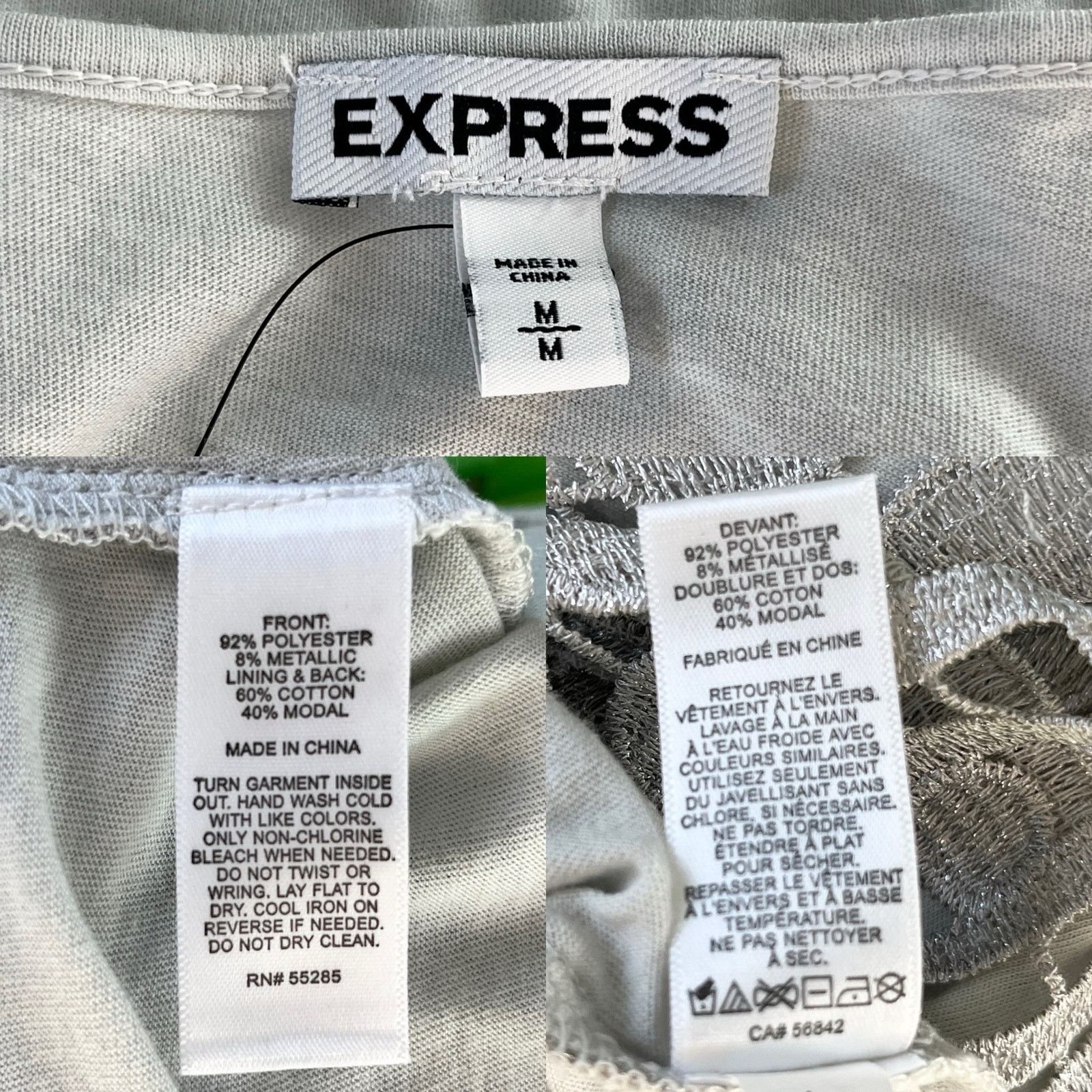 Express Express Womens Top Tank Blouse Crochet Gray Silver M New Size M / US 6-8 / IT 42-44 - 6 Thumbnail