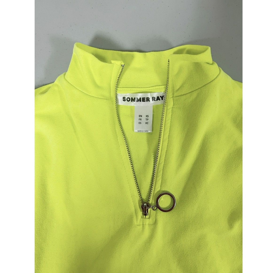 Somar Neon Lime Green Quarter-Zip Long Sleeve Top Tee T-Shirt XS 💚 Size XS / US 0-2 / IT 36-38 - 3 Thumbnail