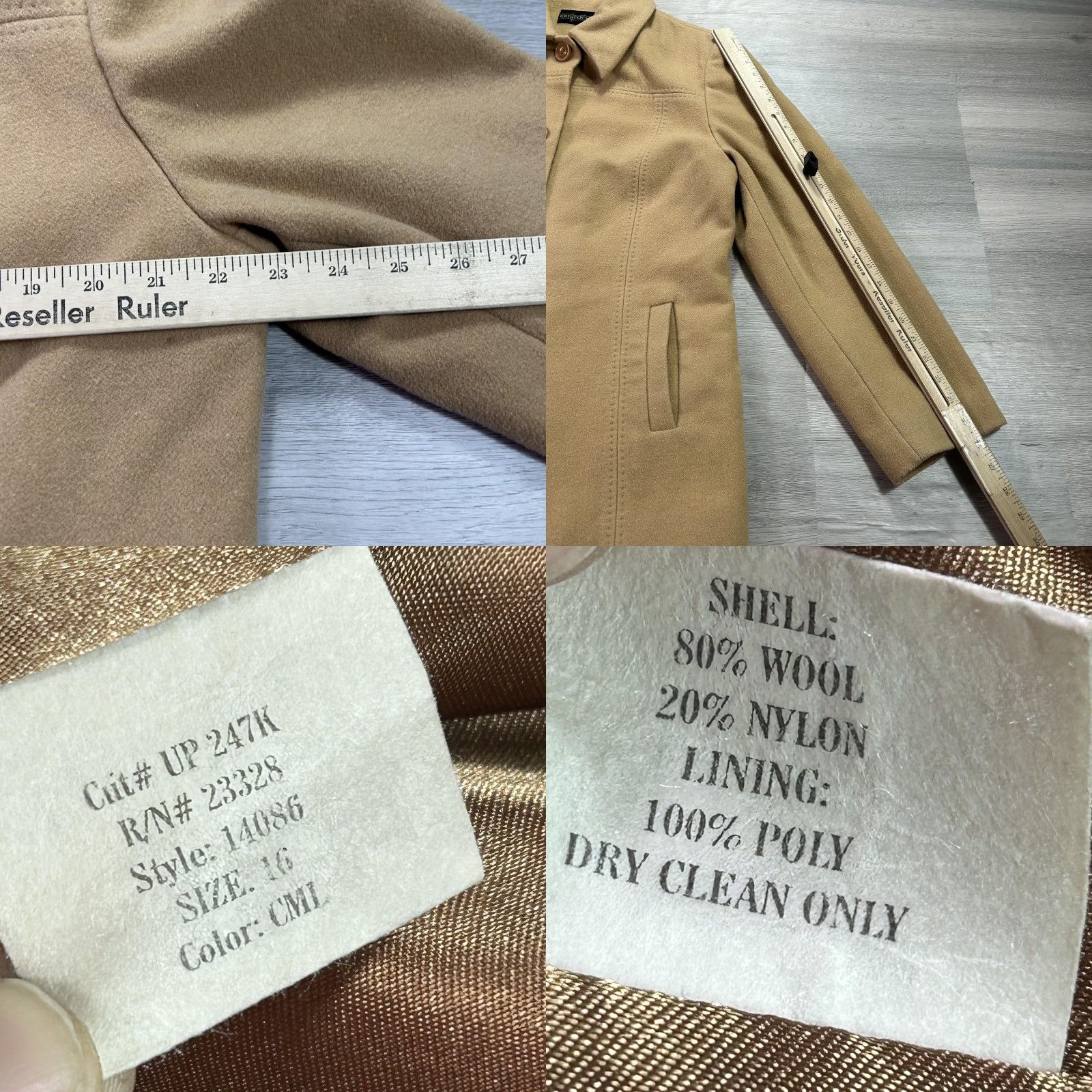 Camel Kristen Blake Coat Womens 16 Beige Wool Single-Breasted Lined Camel Jacket Coat Size XXL / US 16-18 / IT 52-54 - 8 Thumbnail
