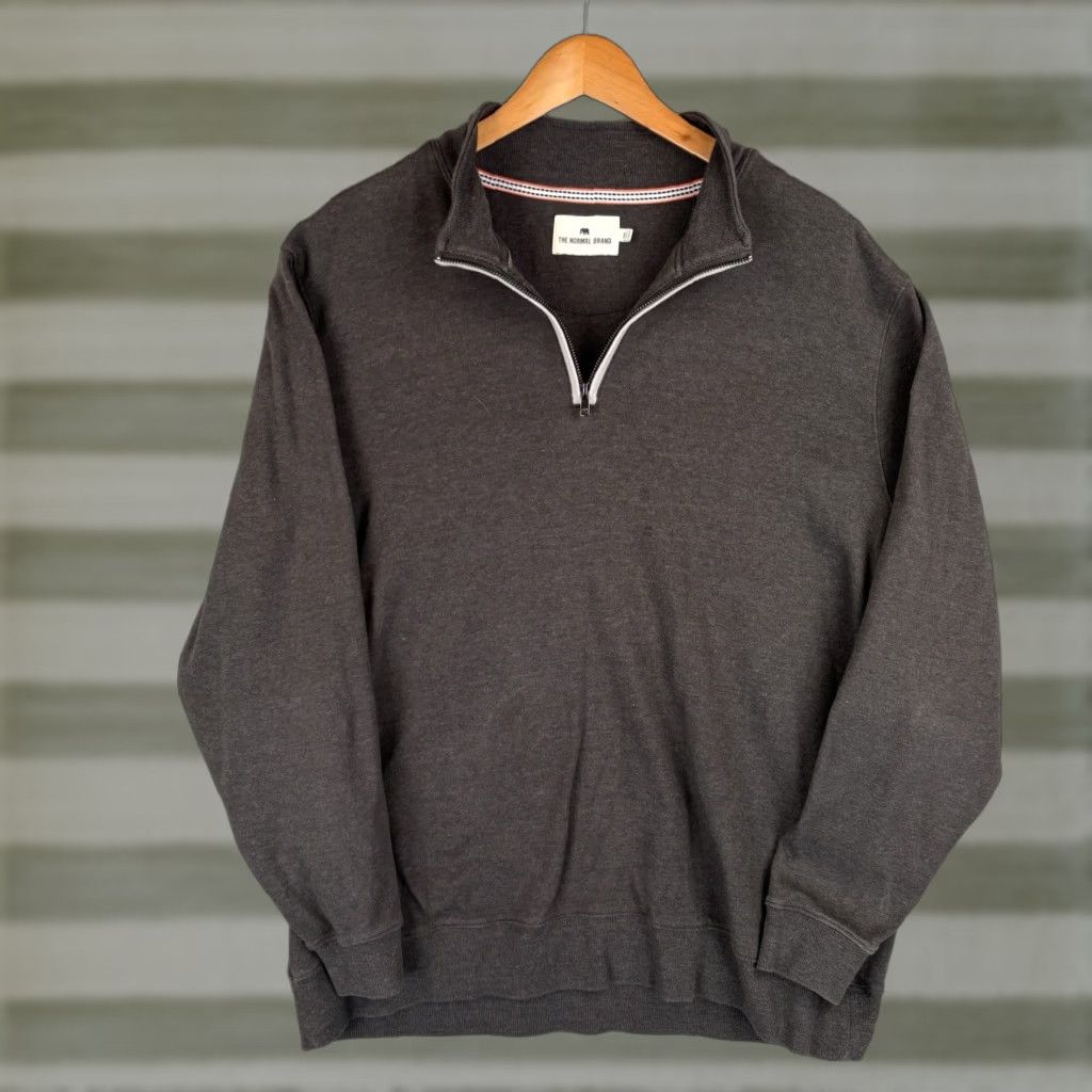 J Brand The Normal Brand Sweater Mens 2XL Brown 1/4 Zip Pullover Knit Zip Mock Neck Classic Cotton Blend Sweatshirt Casual Size US XXL / EU 58 / 5 - 1 Thumbnail