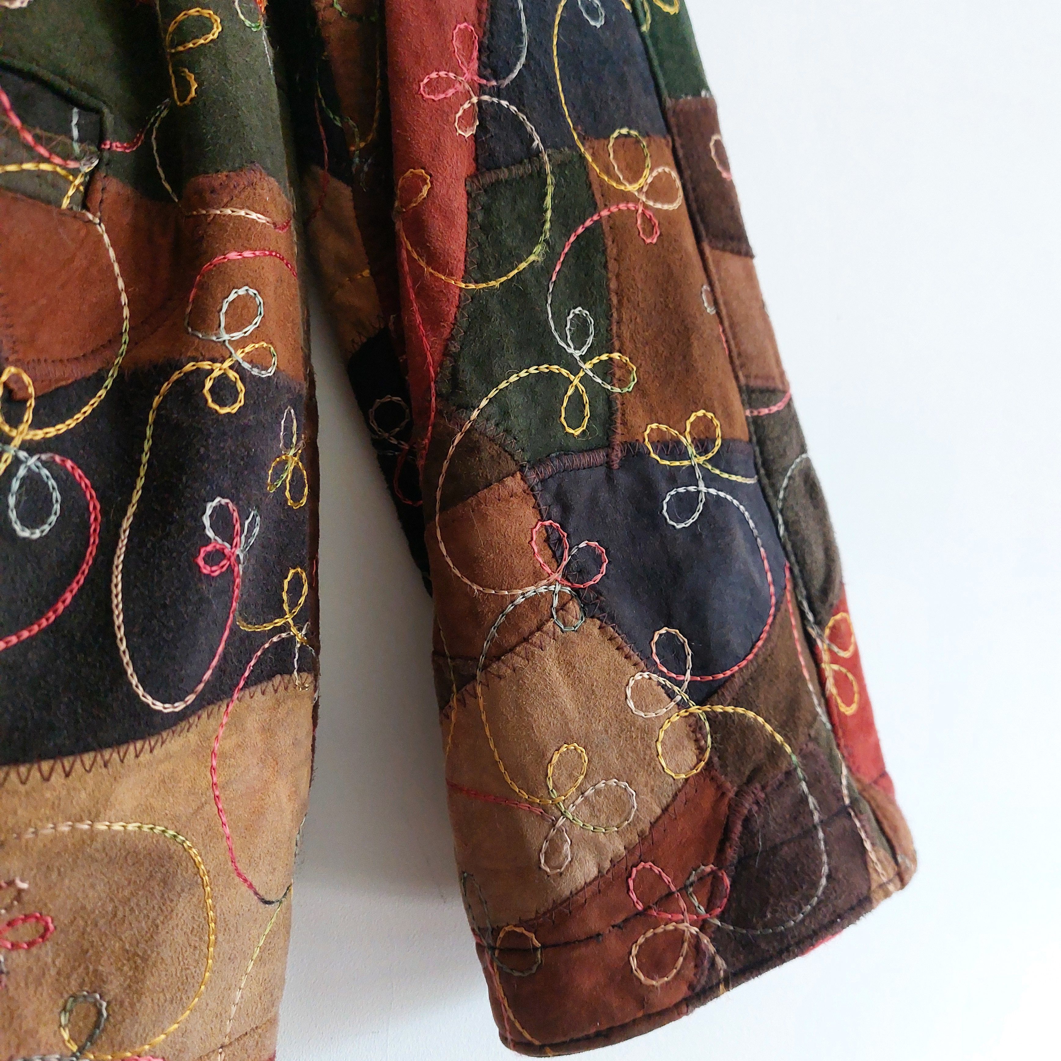 Vintage Vintage patchwork leather jacket with embroidery Size L / US 10 / IT 46 - 5 Thumbnail