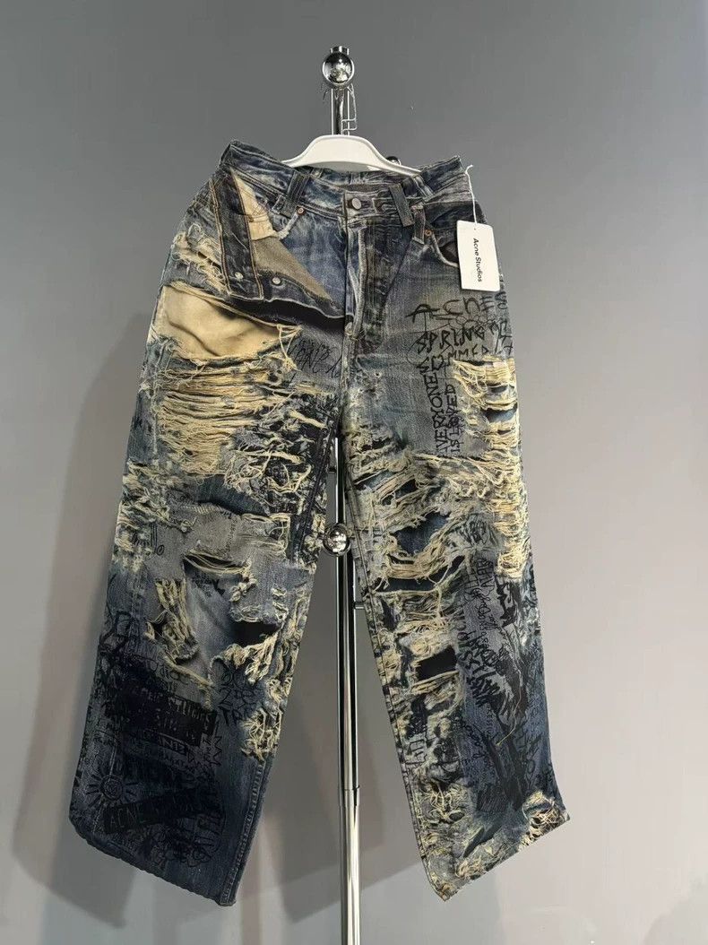 acne studios Wave digital print destroys jeans 2504-Nextarr