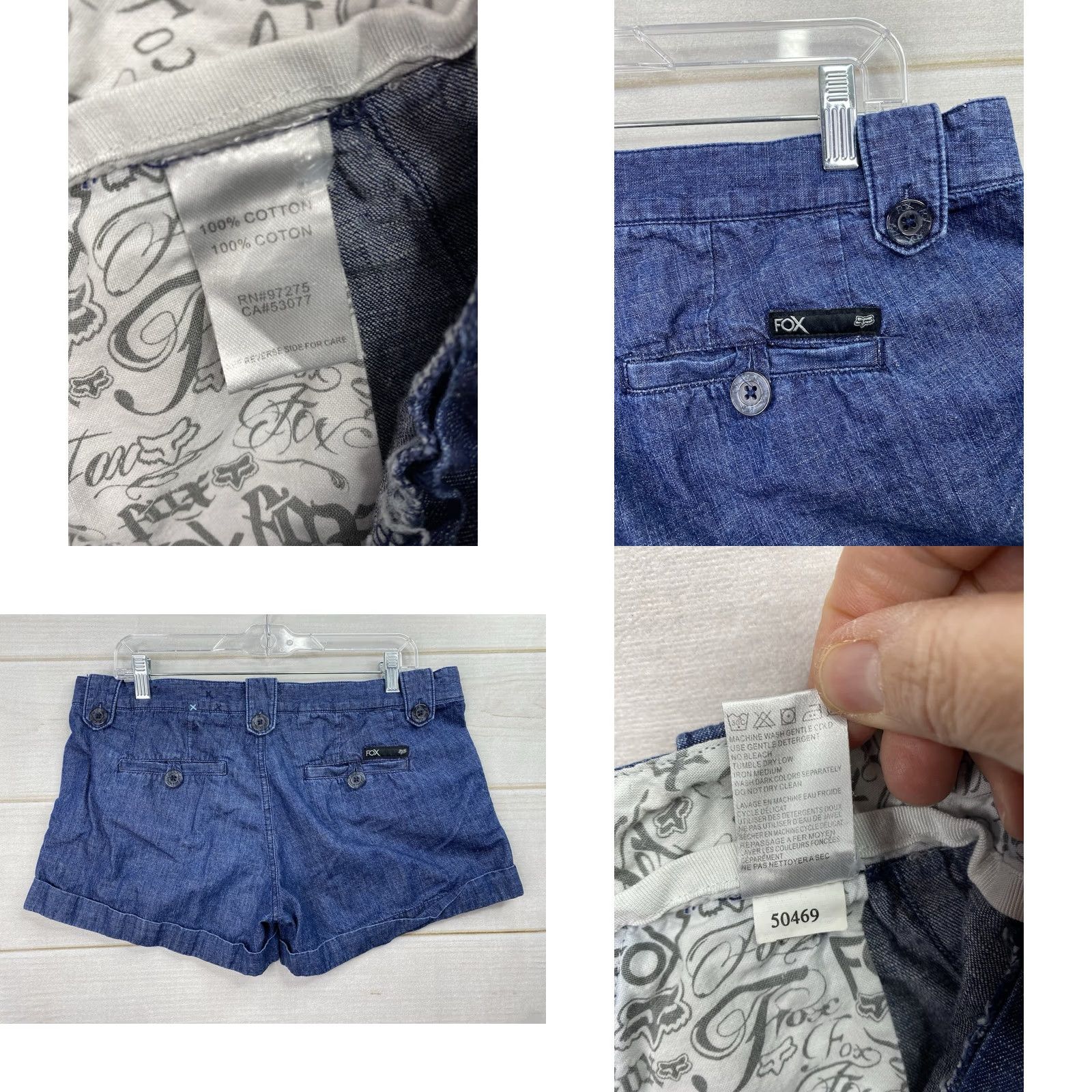 Fox Racing Fox Racing Jean Shorts Woman’s Size 11 Pleated Cuffed Button Detail Mini Y2K 90s Womens Jeans Shorts Denim Blue 90s Fox Size 32" / US 10 / IT 46 - 8 Thumbnail