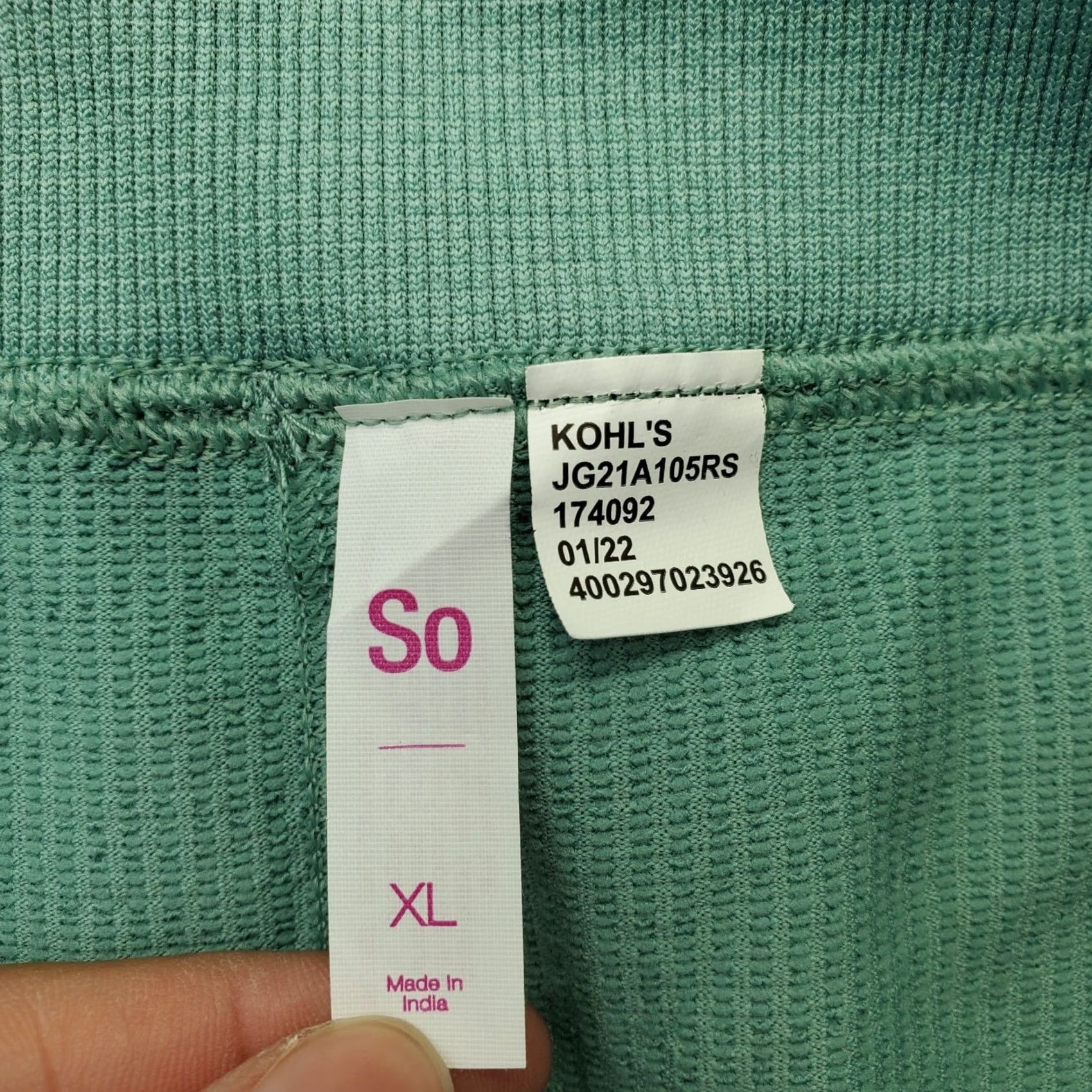 Vintage SO Leggings Womens XL Green High Rise Fitted Seamless Elastic Waist Skinny Leg Size 40" / US 18 - 7 Thumbnail