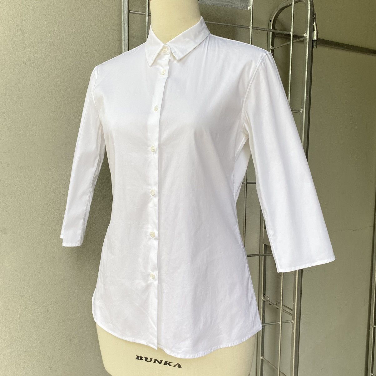 Jil Sander JIL SANDER White Collared Button-Down Blouse Size XXS / US 00 / IT 34 - 13 Thumbnail