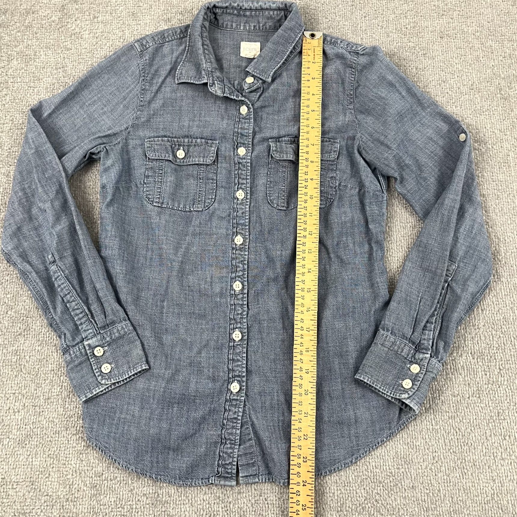 J.Crew VINTAGE J.CREW Women's Shirt XS Blue Chambray Button-Up Casual Lightweight Denim Size XS / US 0-2 / IT 36-38 - 3 Thumbnail
