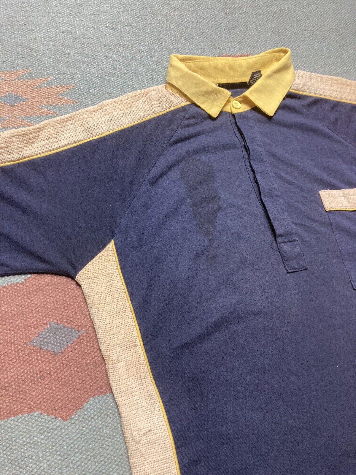 Vintage VTG 70s 80s polo shirt soft mesh accents blue adult medium Size US M / EU 48-50 / 2 - 3 Thumbnail
