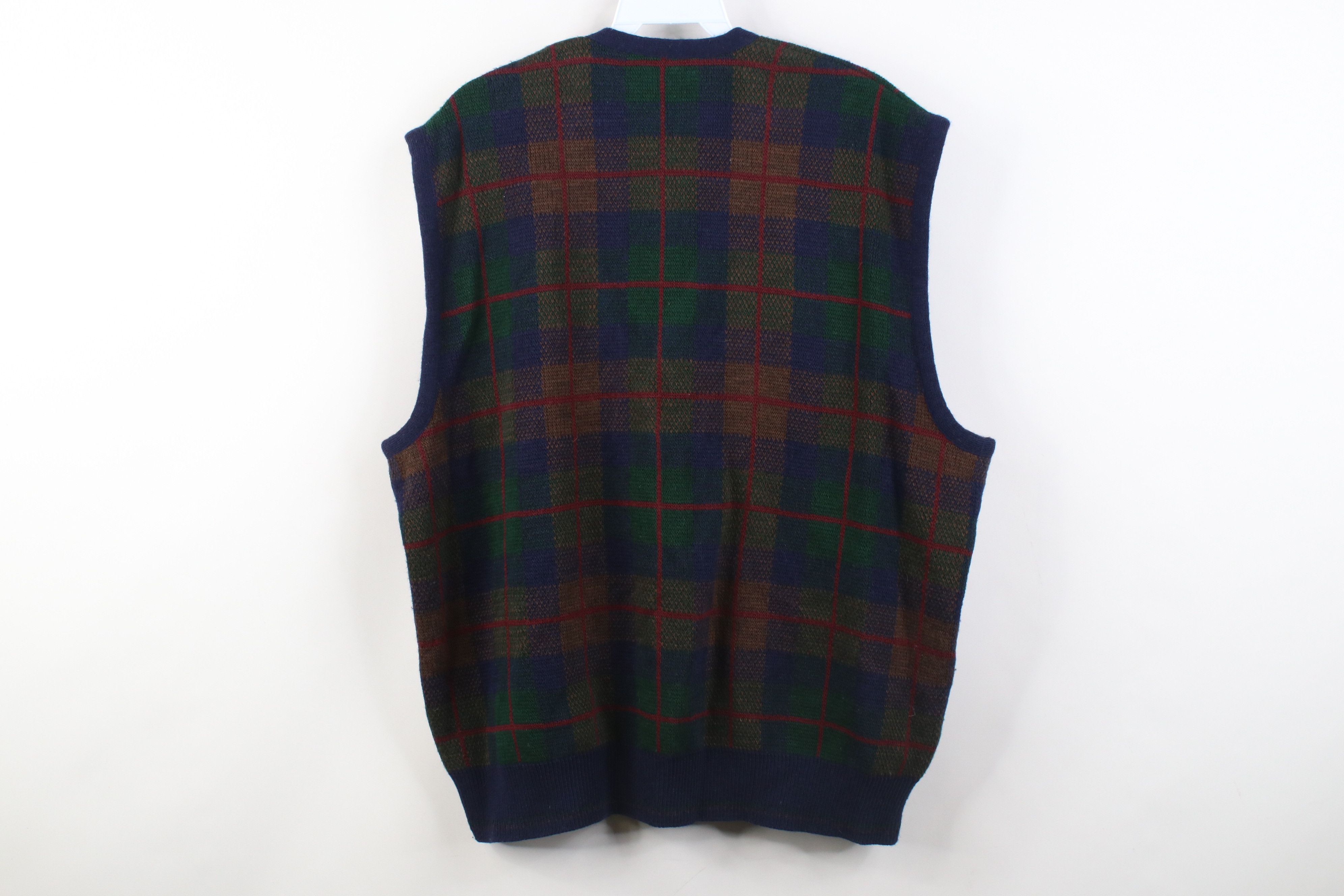 Vintage Vintage 90s Streetwear Knit Cardigan Sweater Vest Plaid Size L / US 10 / IT 46 - 7 Thumbnail