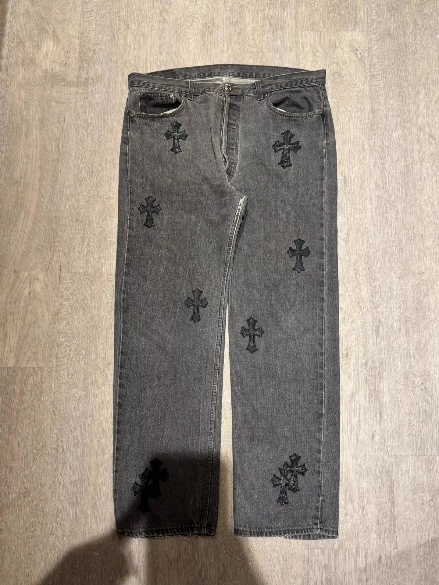 Chrome Hearts Chrome Hearts Black Jeans with Black Leather Accents Q14 Size US 38 / EU 54 - 1 Thumbnail