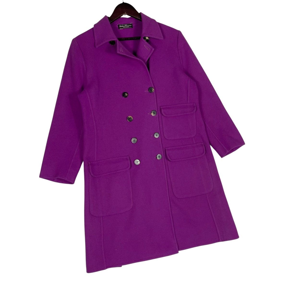 Salvatore Ferragamo Vintage Salvatore Ferragamo Purple Wool Coat Size XS / US 0-2 / IT 36-38 - 7 Thumbnail