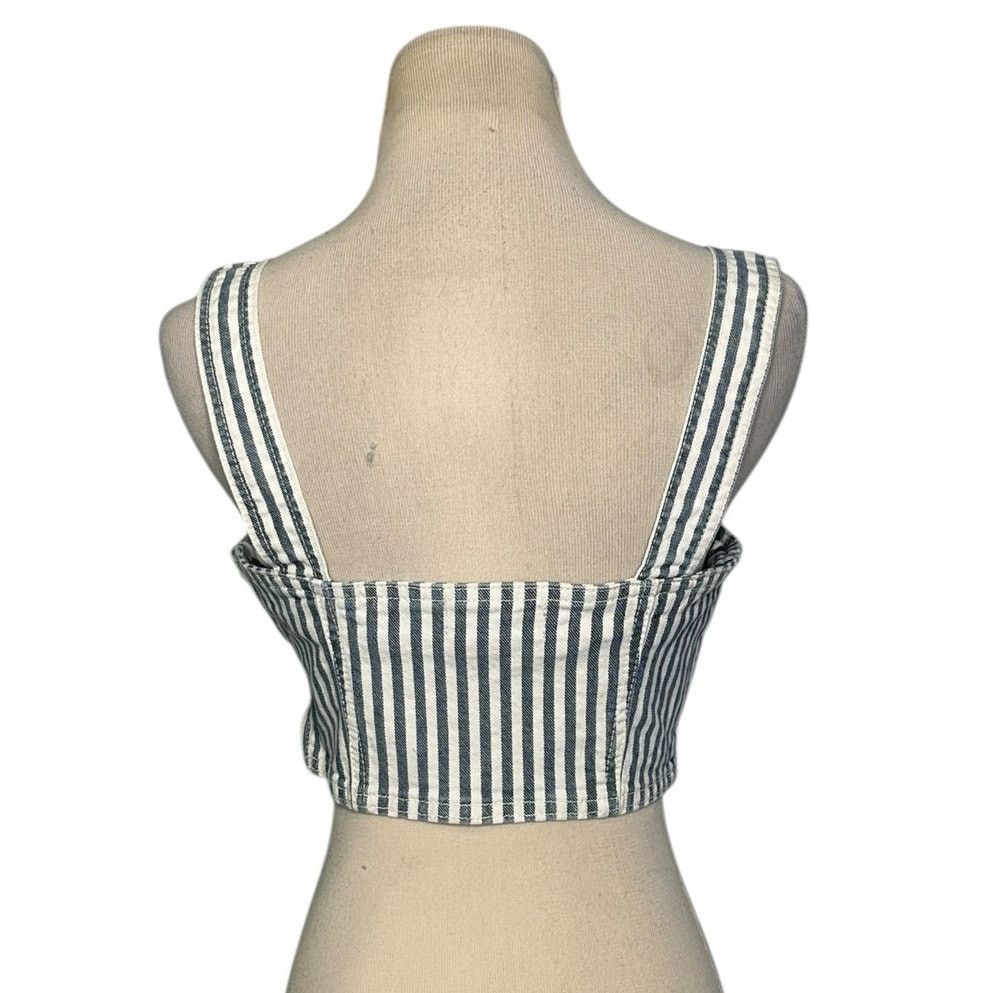 Zara Zara blue white denim strappy crop top size Small Size S / US 4 / IT 40 - 2 Thumbnail