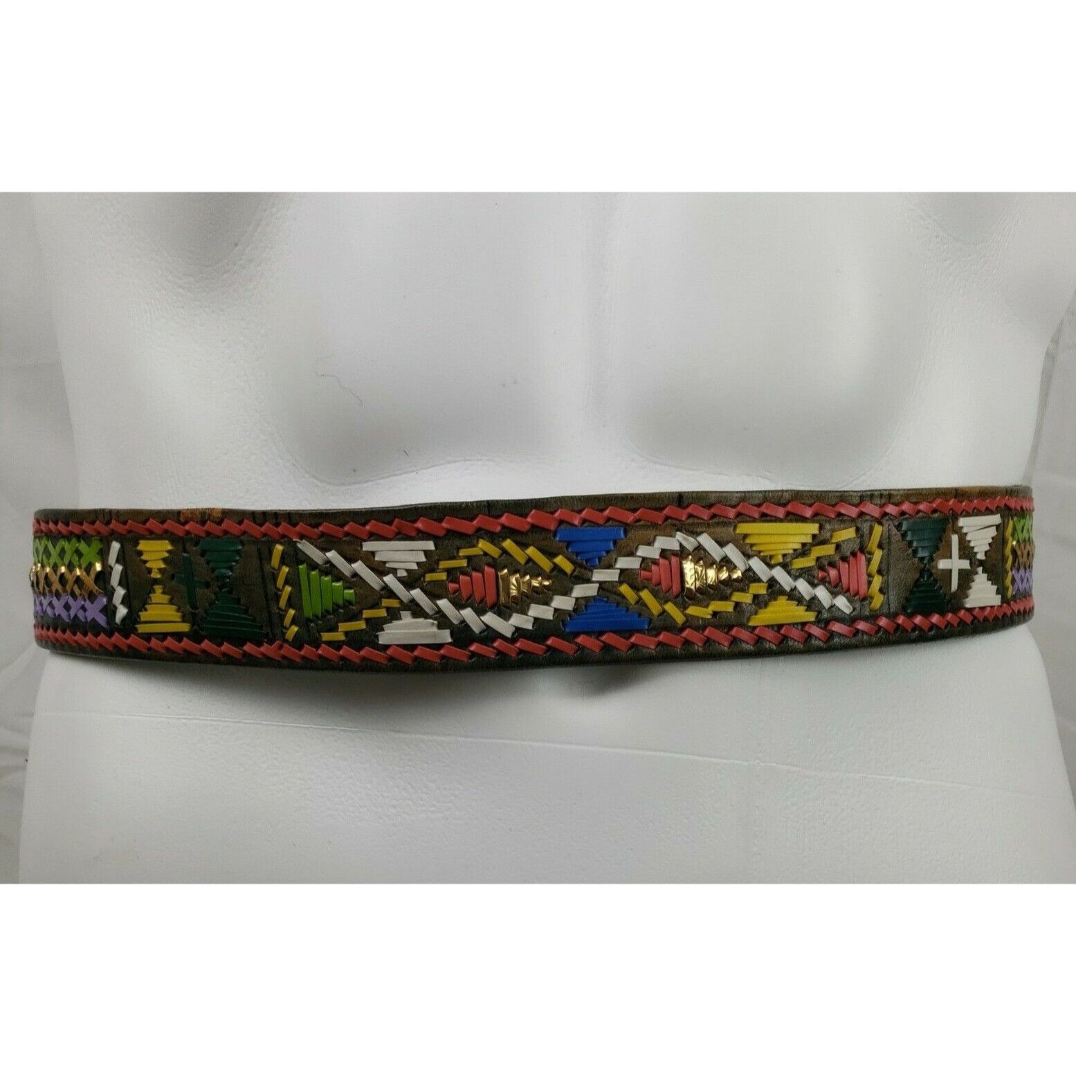Handmade Western Elk Hide Leather Belt Lot 2 Buckskin Pouch Whip Stit Size ONE SIZE - 7 Thumbnail