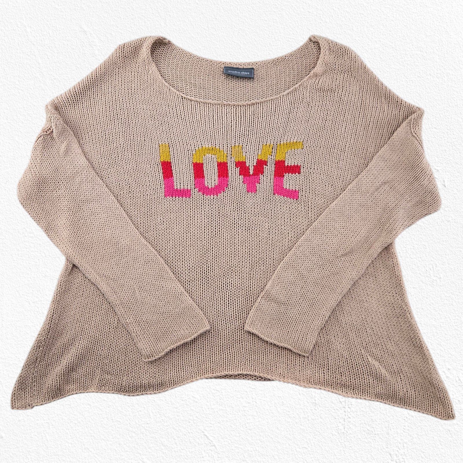 Other Wooden Ships LOVE Knit Sweater Pullover Size Medium Size M / US 6-8 / IT 42-44 - 2 Thumbnail