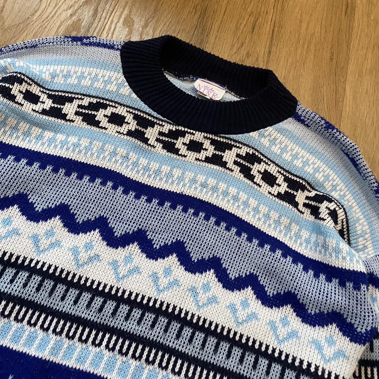 Other Blue and white patterned vintage sweater knit Winter Size US M / EU 48-50 / 2 - 3 Thumbnail